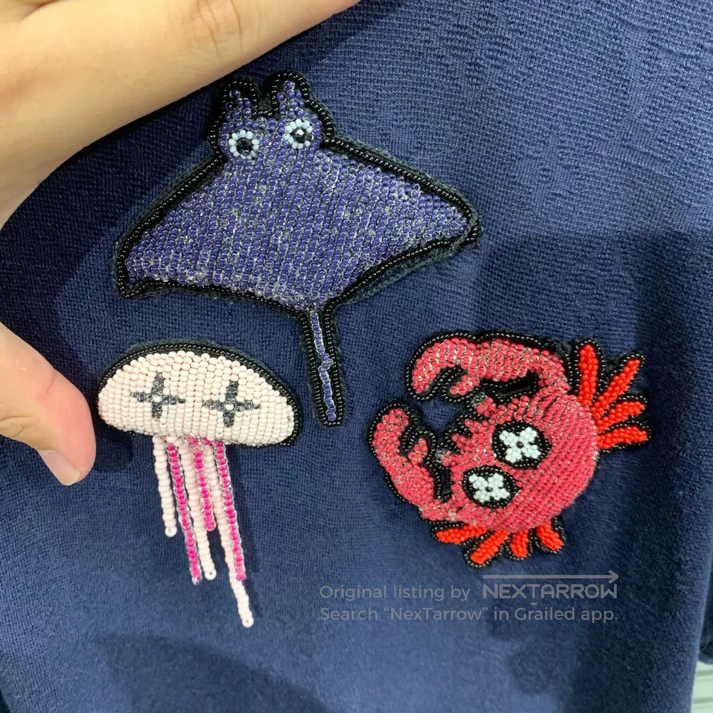 Louis Vuitton Blue Short-Sleeve Shirt with Embroidered Sea Creatures. Size US S / EU 44-46 / 1 - 5 Thumbnail