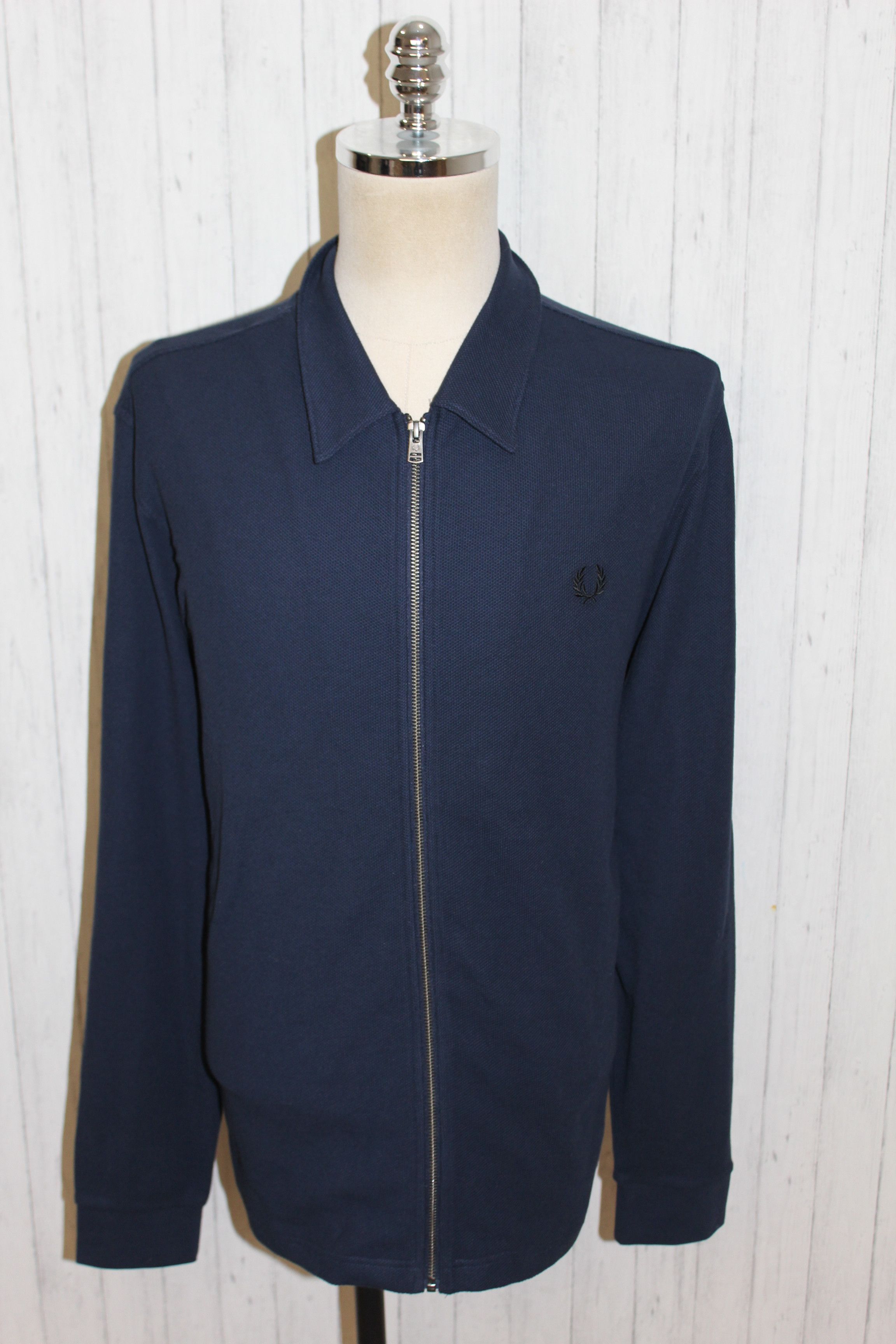 Fred Perry Men's FRED PERRY Long Sleeve Blue Zip Shirt Size US XL / EU 56 / 4 - 1 Thumbnail