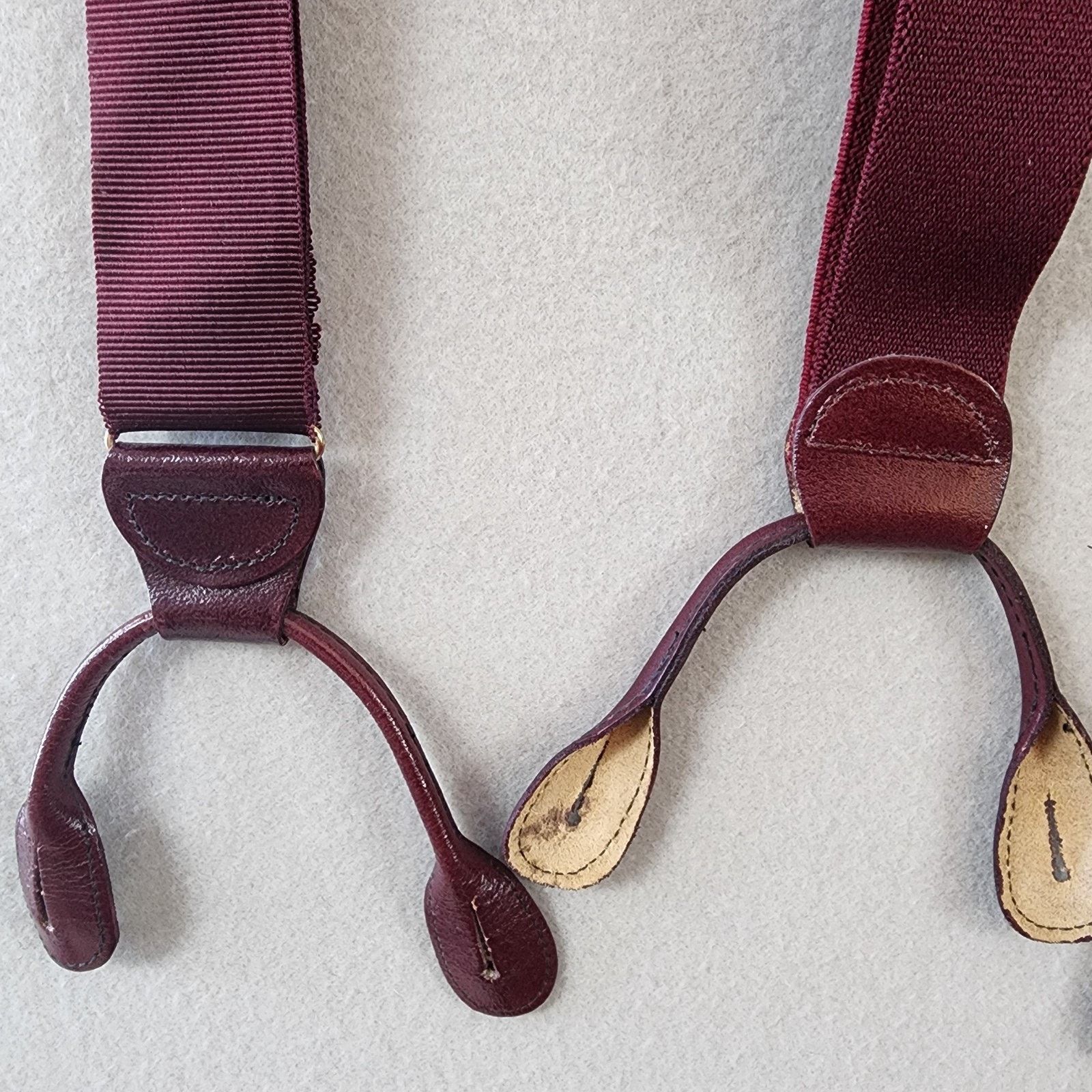 Other Men's Suspenders Maroon Back Leather Button-On Style Size ONE SIZE - 3 Thumbnail