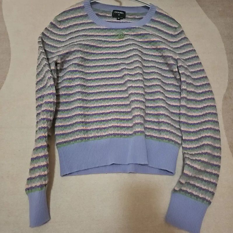 Chanel Chanel Purple Wool Long Sleeve Sweater 0089 Size M / US 6-8 / IT 42-44 - 1 Thumbnail