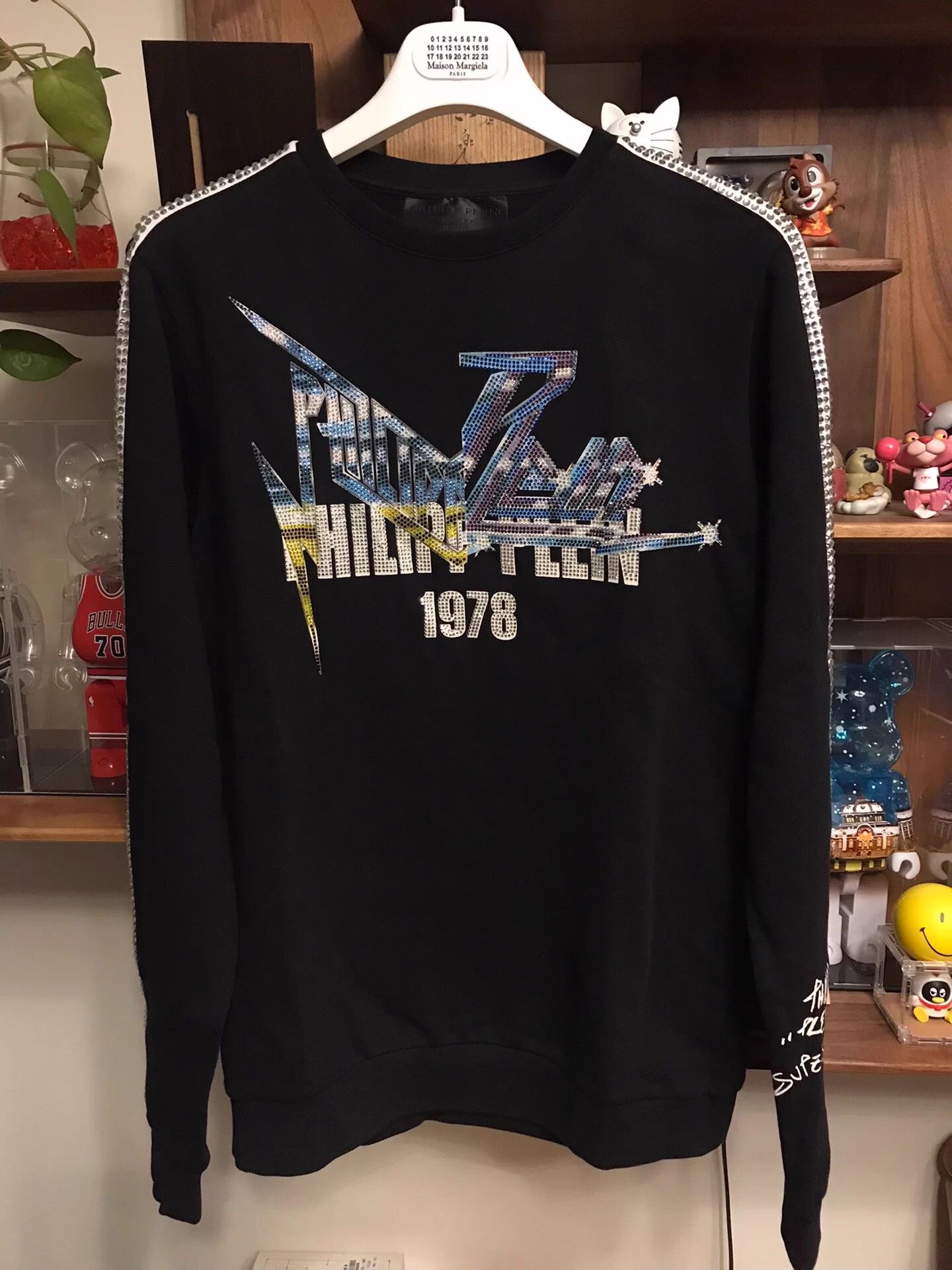 Philipp Plein PP Women's S Front Rhinestone Arm Back City Rock Sweatshirt Size S / US 4 / IT 40 - 1 Thumbnail