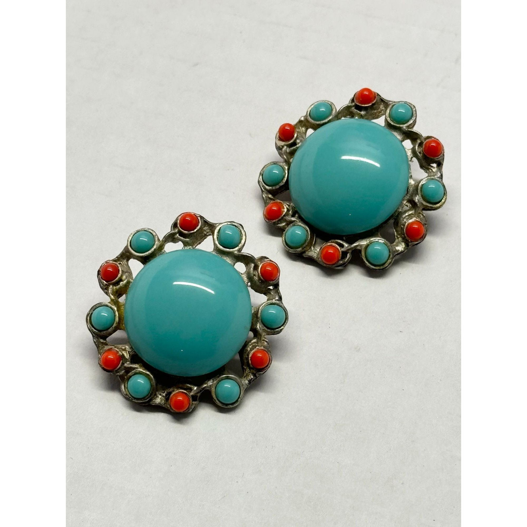 Vintage Vintage turquoise blue glass earrings Size ONE SIZE - 2 Thumbnail