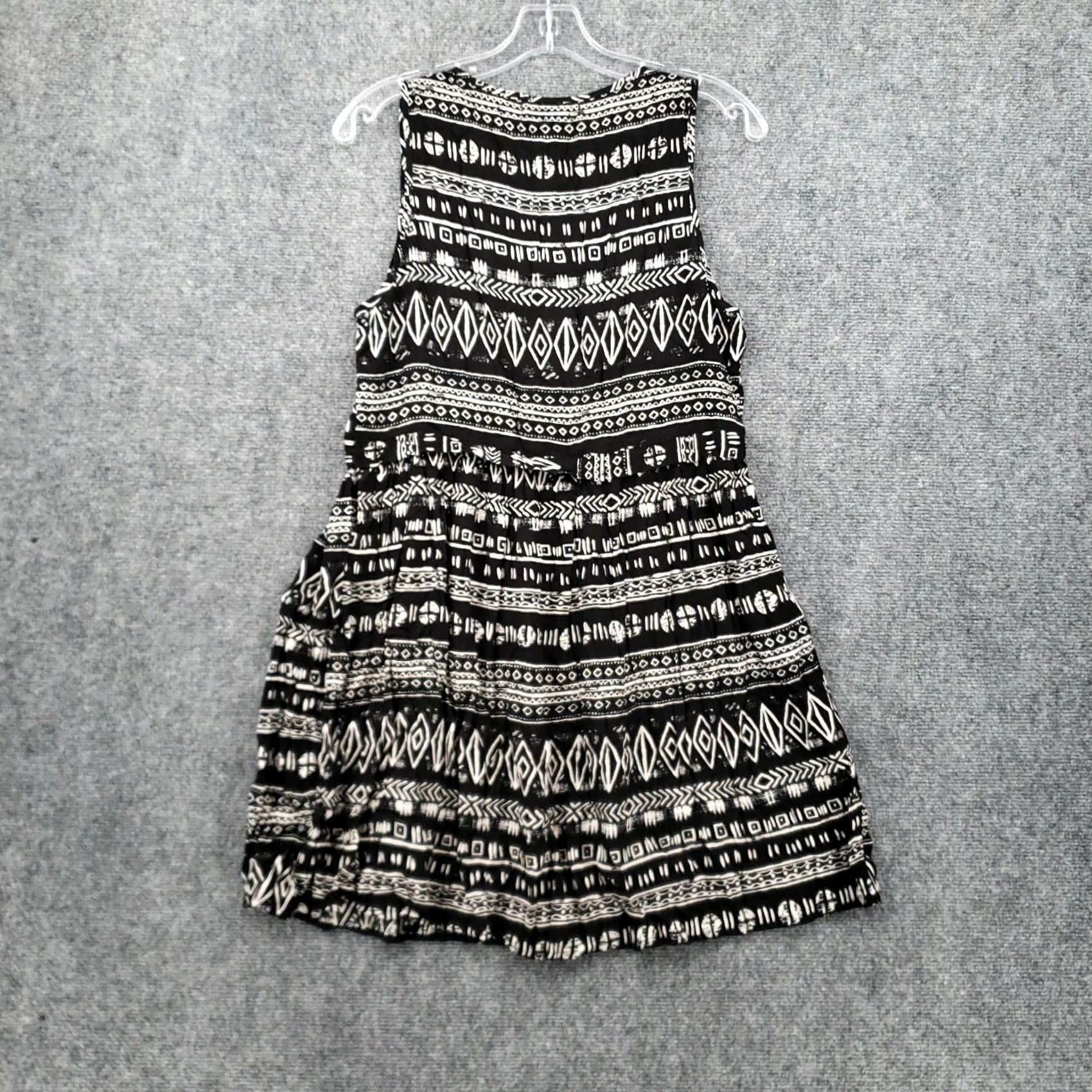Forever 21 FOREVER 21 Womens Dress S Small Black Mini A Line Aztec Print Sleeveless Boho Size S / US 4 / IT 40 - 2 Thumbnail