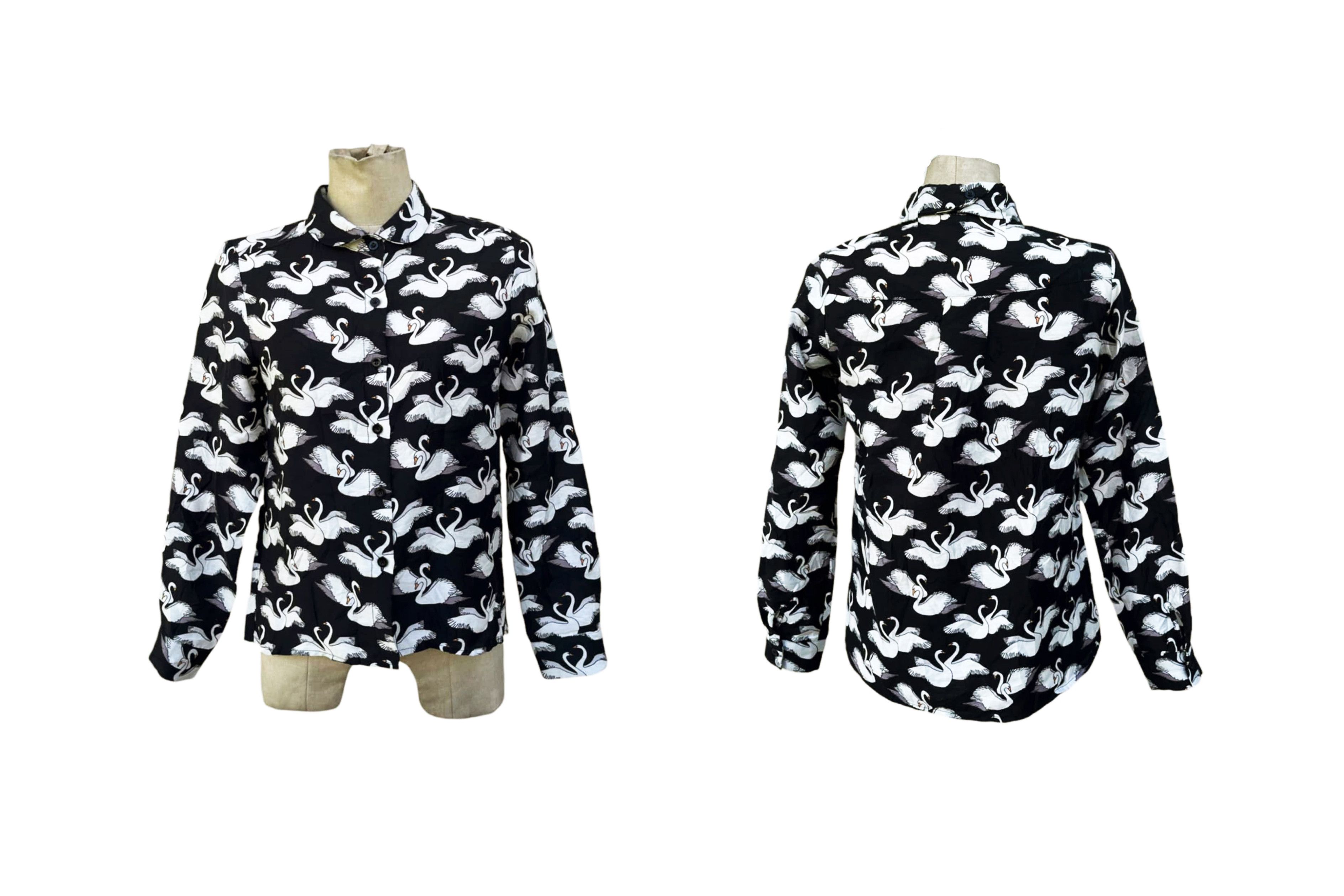 Vintage Japanese Vintage Retro SWANS Printed collar button up shirt Size S / US 4 / IT 40 - 7 Thumbnail