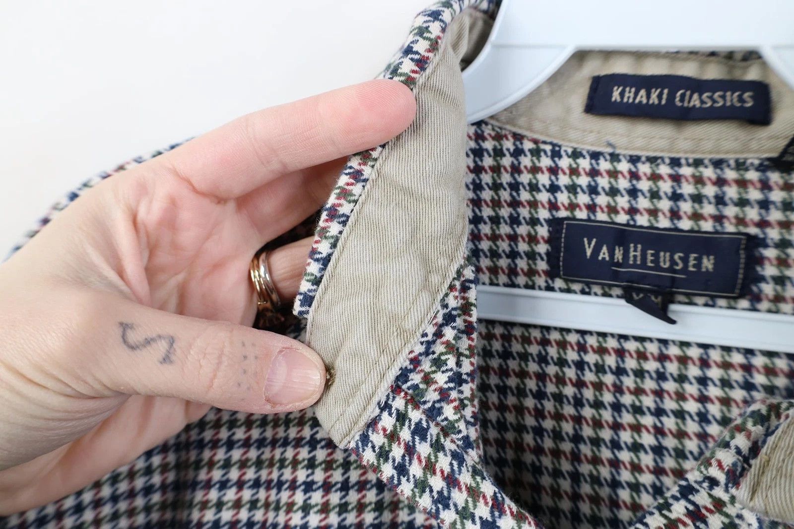 Vintage Vintage 90s Streetwear Houndstooth Flannel Button Down Shirt Size US M / EU 48-50 / 2 - 12 Thumbnail