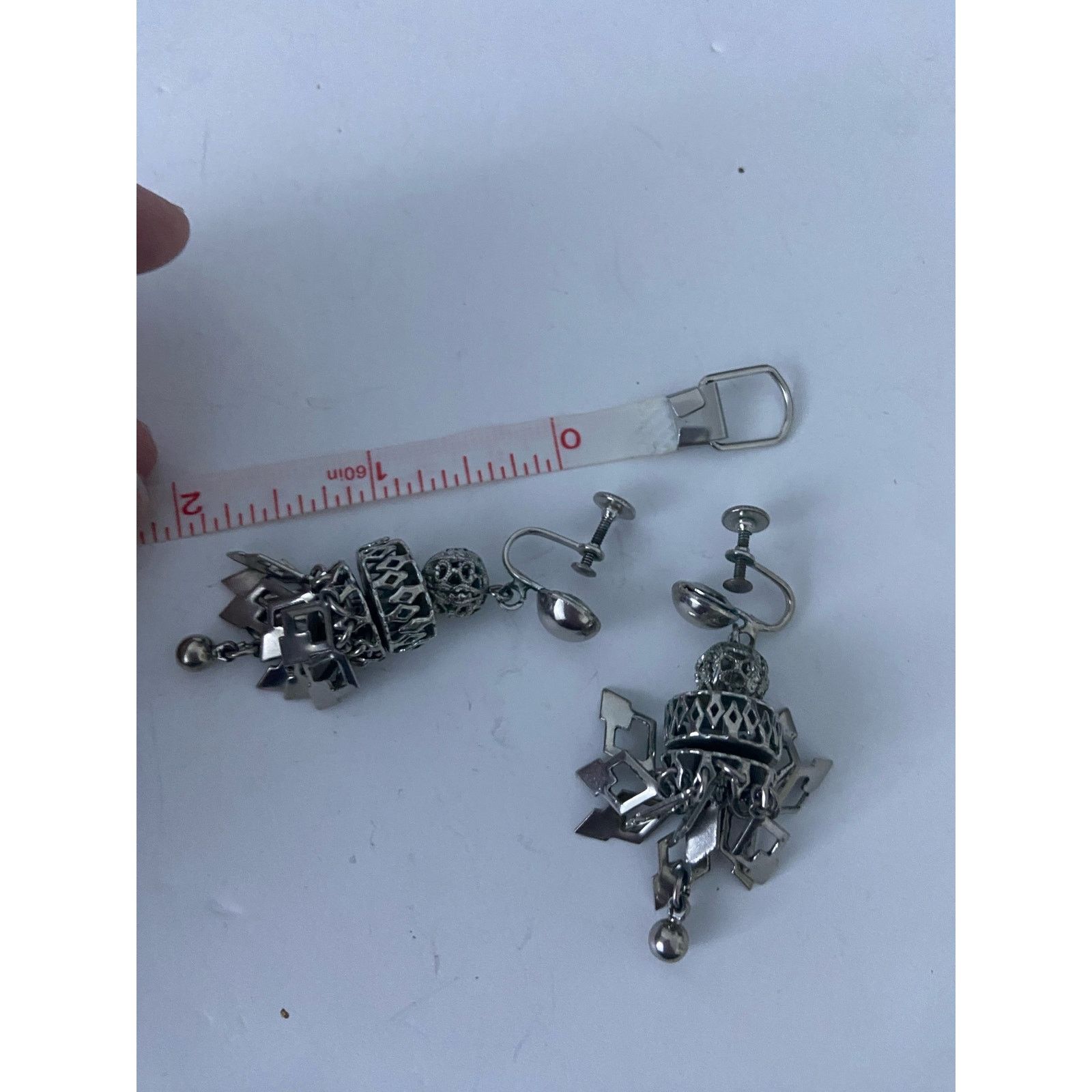 Vintage Vintage jhumki clip on earrings silver tone Size ONE SIZE - 2 Thumbnail