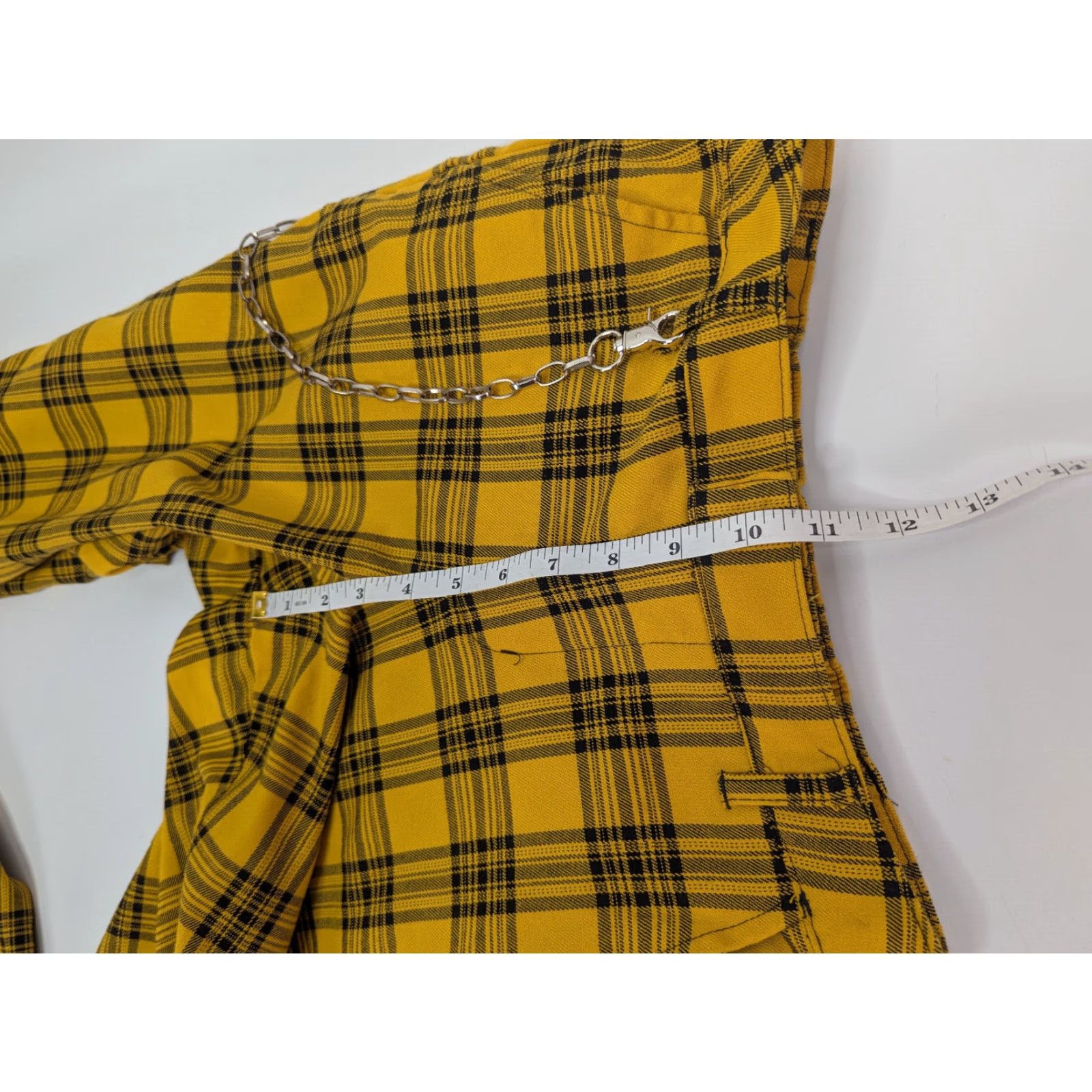 Hot Topic Hot Topic Pants Women XS Hi Rise Yellow Plaid w/ Chain Punk Goth Y2k Grunge Emo 90s Size 26" / US 2 / IT 38 - 6 Thumbnail
