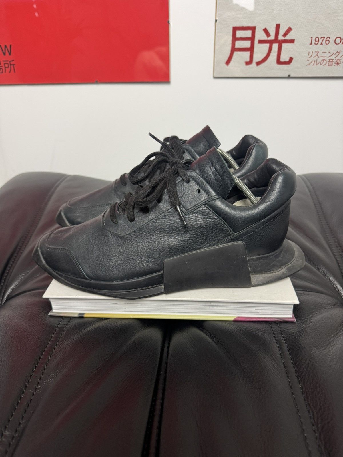 Adidas × Rick Owens Rick Owens Adidas Level Runner Triple Black Low Leather Rare Size US 8.5 / EU 41-42 - 1 Thumbnail
