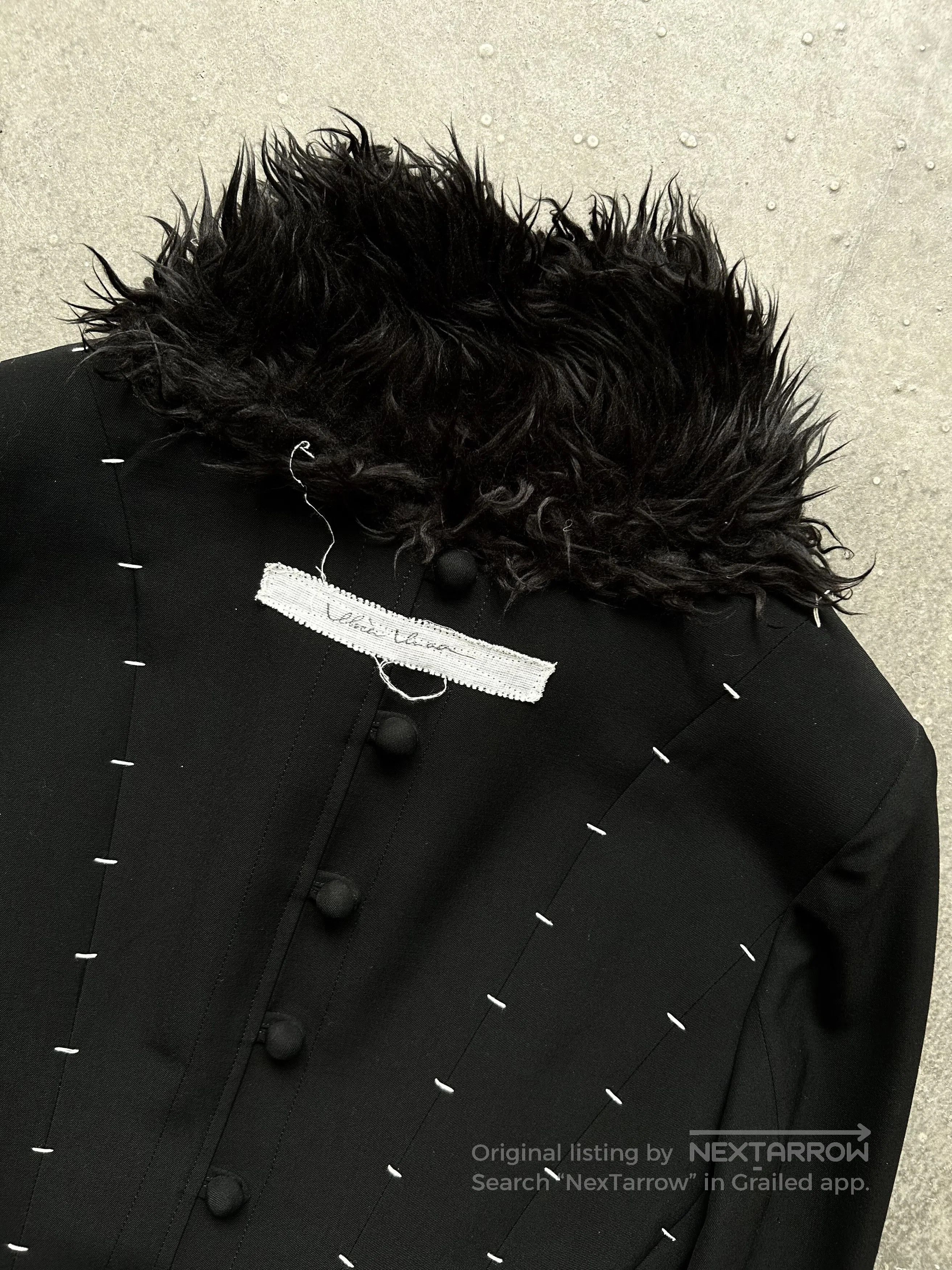 Japanese Brand black gothic wool coat with faux fur. Size M / US 6-8 / IT 42-44 - 6 Thumbnail