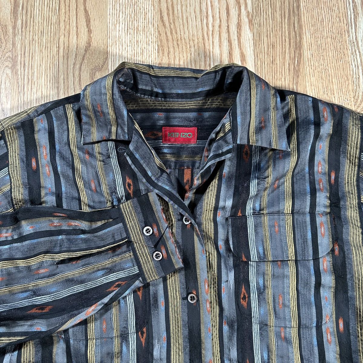 Kenzo VTG 90s Kenzo Paris Abstract African Textiles Dress Shirt Size US M / EU 48-50 / 2 - 1 Thumbnail