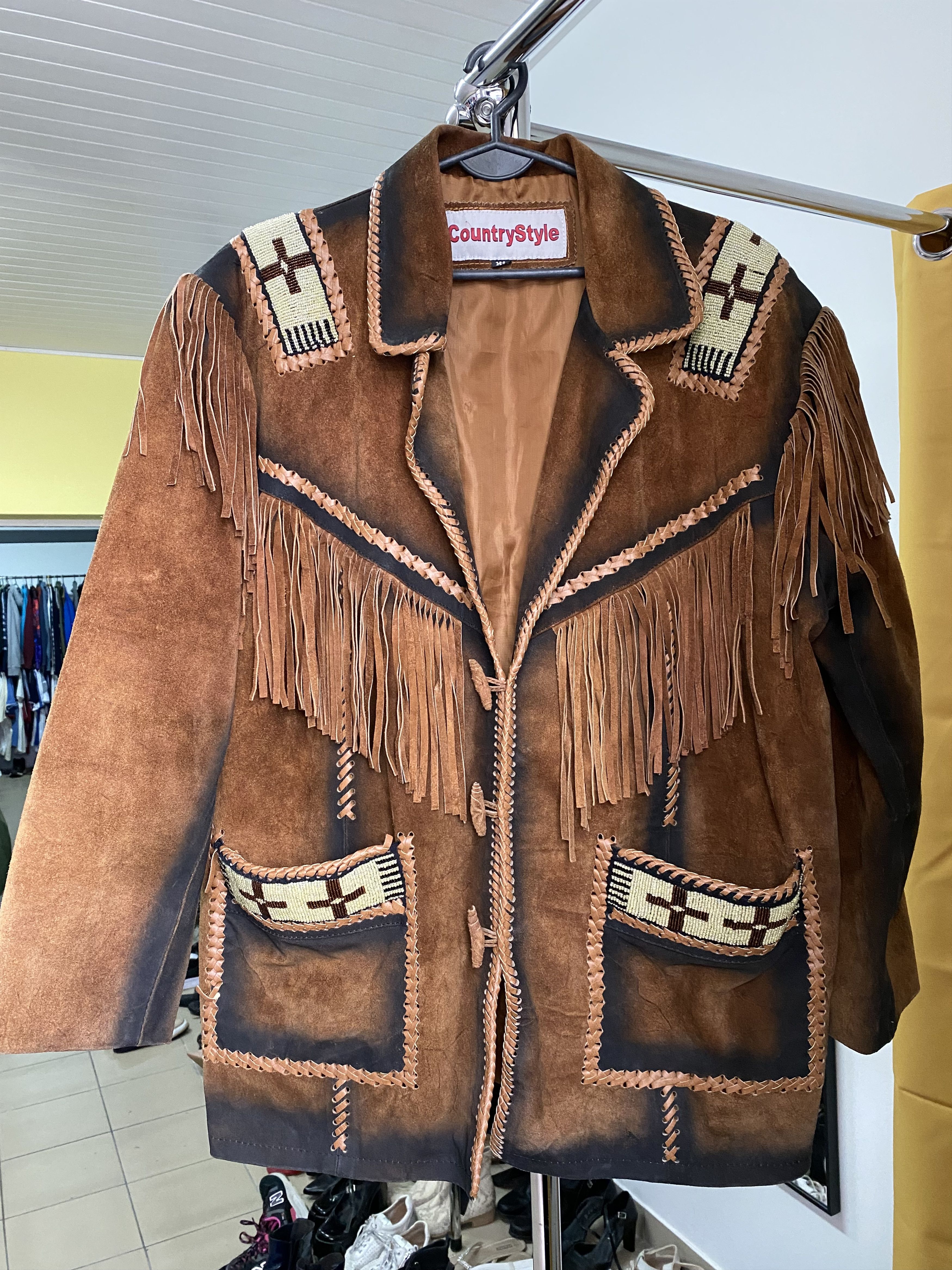 image of Coat Jacket Country Style Western Vintage Leather in Brown, Men's (Size XL)