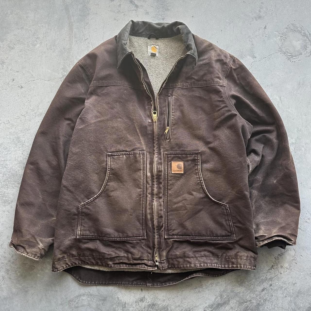 image of Vintage Carhartt Traditional Sherpa Lined Detroit Jacket in Brown, Men's (Size XL)