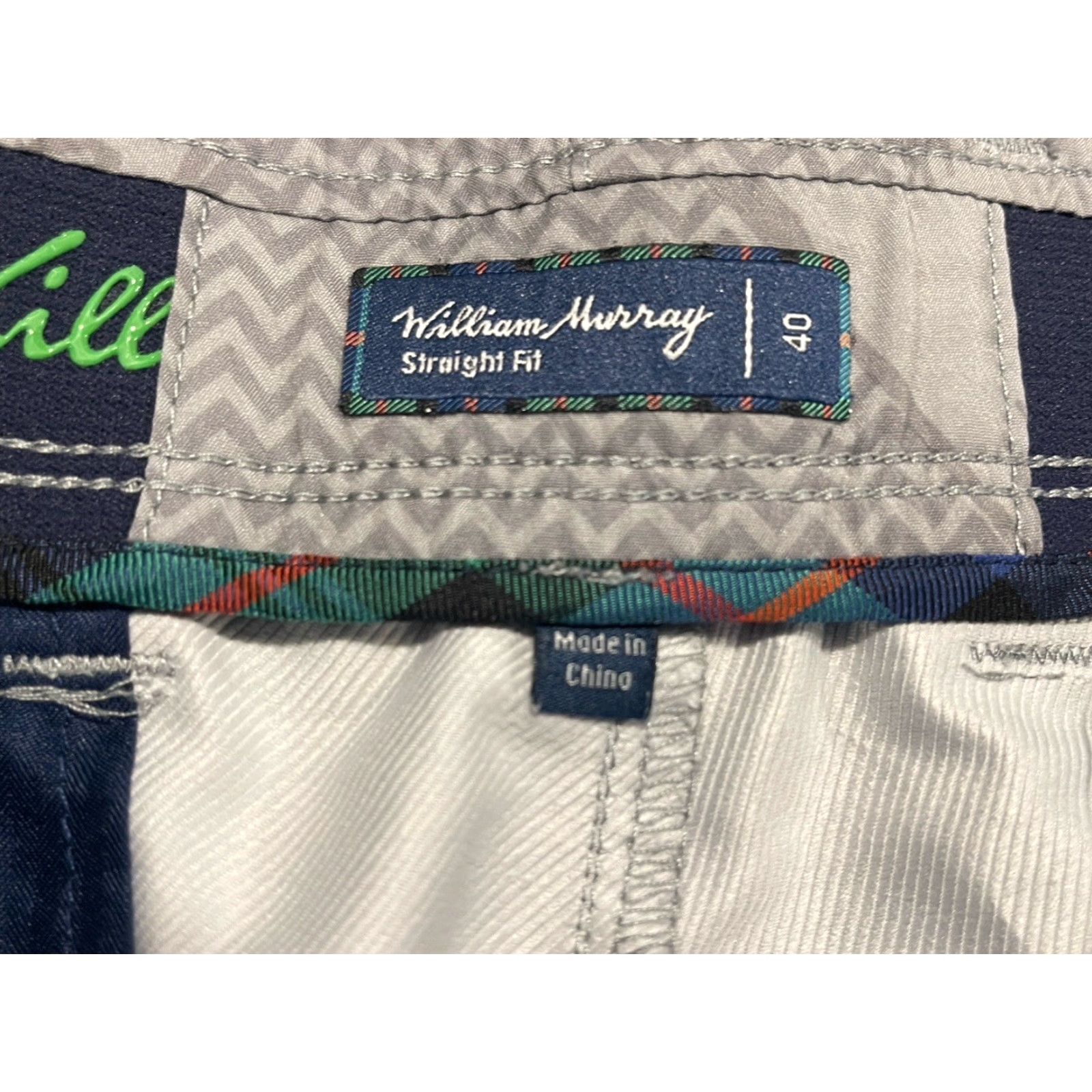 Vintage William Murray Golf Shorts Mens 40x11 Gray Straight Fit Chino Tartan Trim Size US 40 / EU 56 - 6 Thumbnail