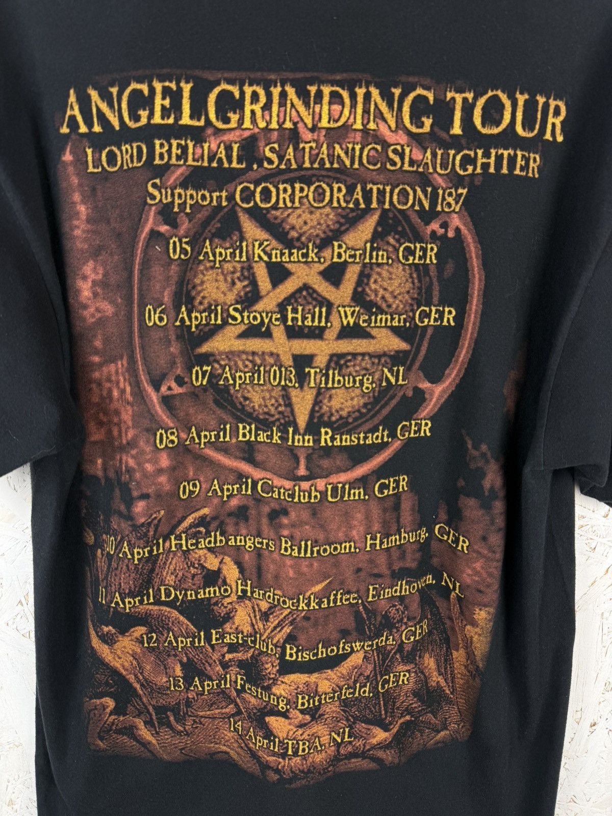 Band Tees Lord Belial 2002 Angelgrinding Tour Black Metal Band T-Shirt Size US XL / EU 56 / 4 - 5 Thumbnail