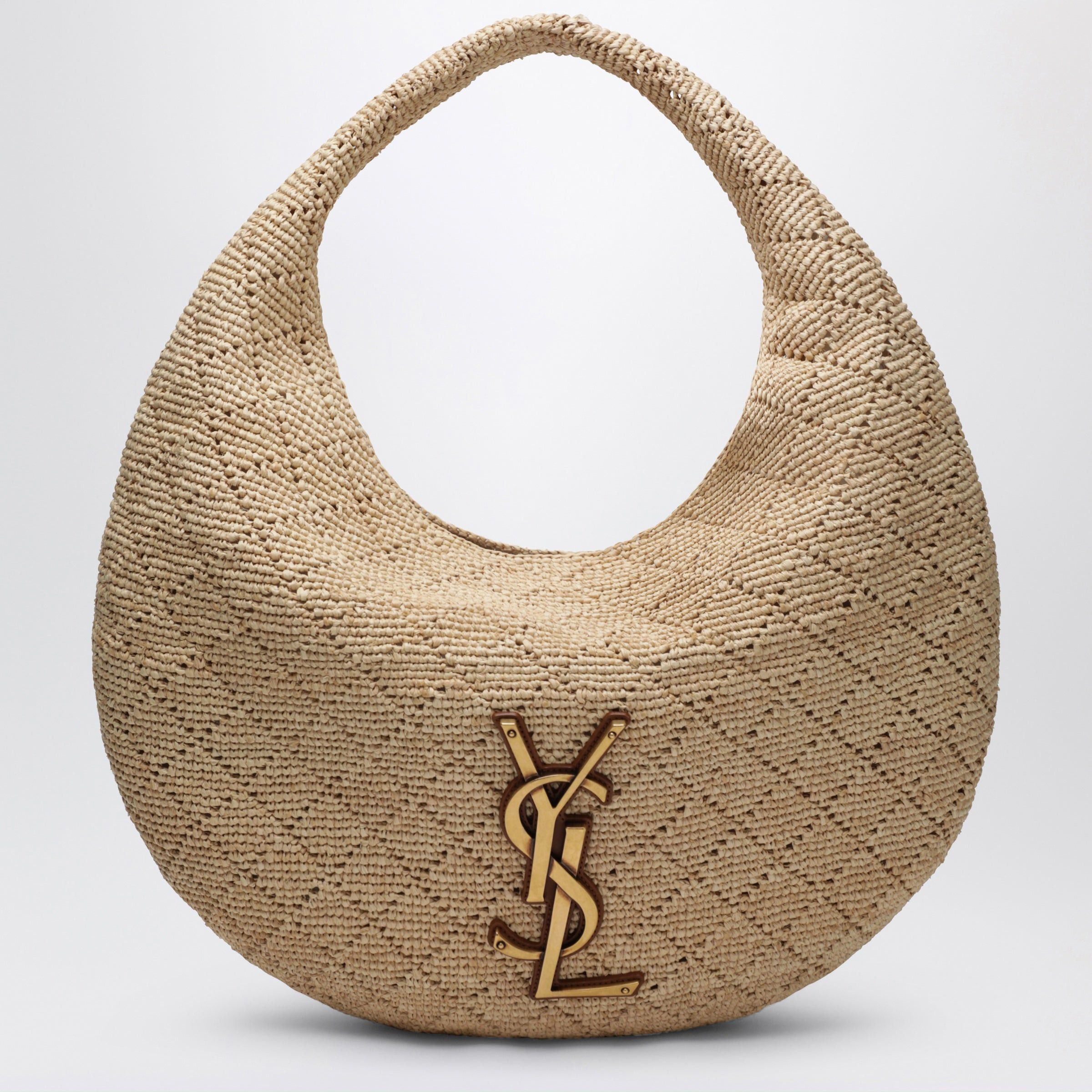 Saint Laurent Paris Saint Laurent Icare Hobo Bag In Crochet Raffia Pale Brown Size ONE SIZE - 1 Thumbnail