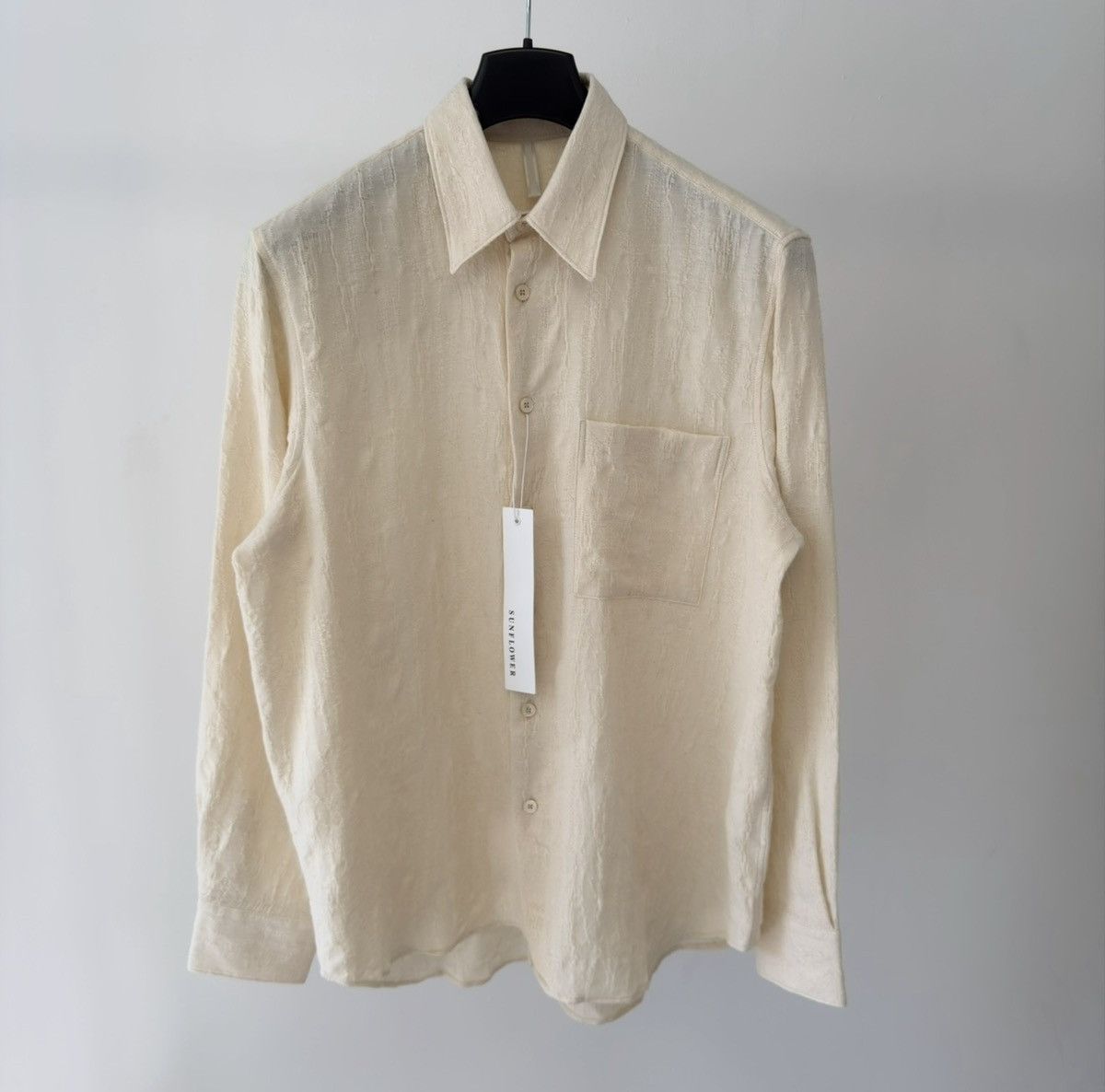 Sunflower ‘Ace’ Textured Cream Cotton Boxy Fit Shirt Size US M / EU 48-50 / 2 - 1 Thumbnail