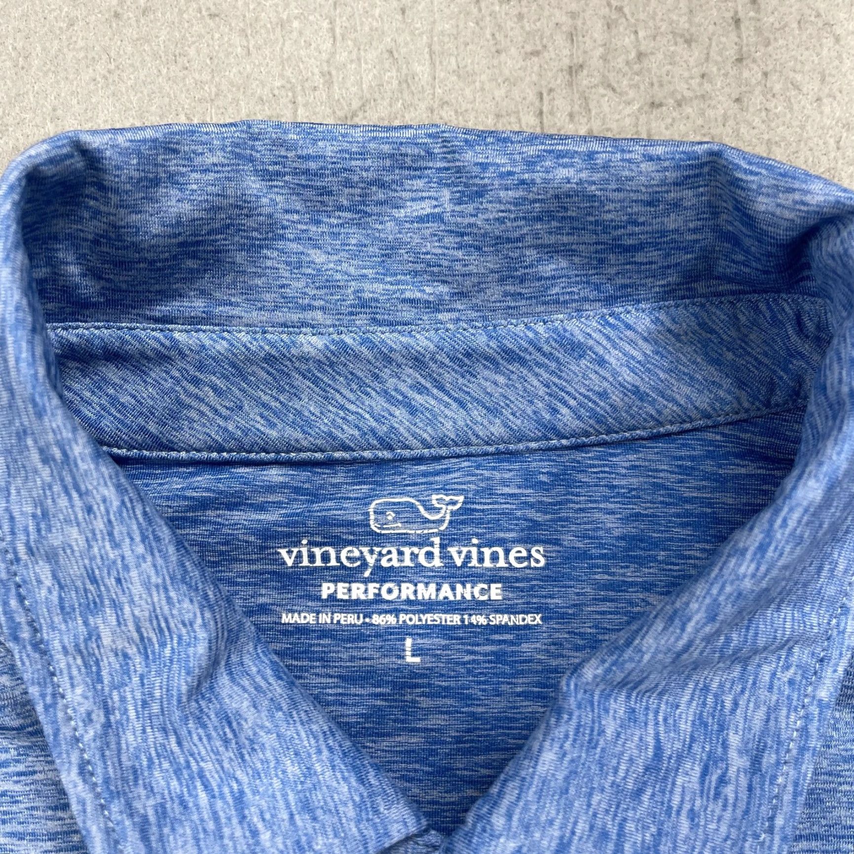 Vineyard Vines Vineyard Vines Polo Shirt Mens Large Blue Stretch Heather Performance Golf Shirt Size US L / EU 52-54 / 3 - 3 Thumbnail