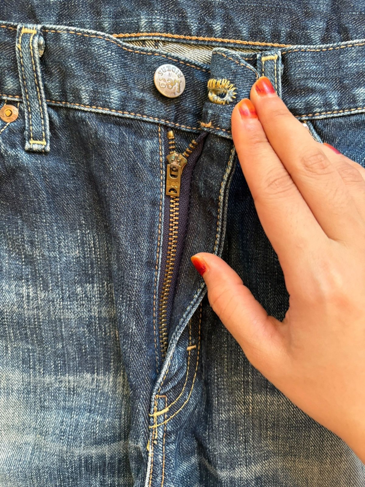 Japanese Brand × Lee Vintage Lee Rusty Mud Wash Distressed Bootcut Flare Jeans Size US 33 - 3 Thumbnail