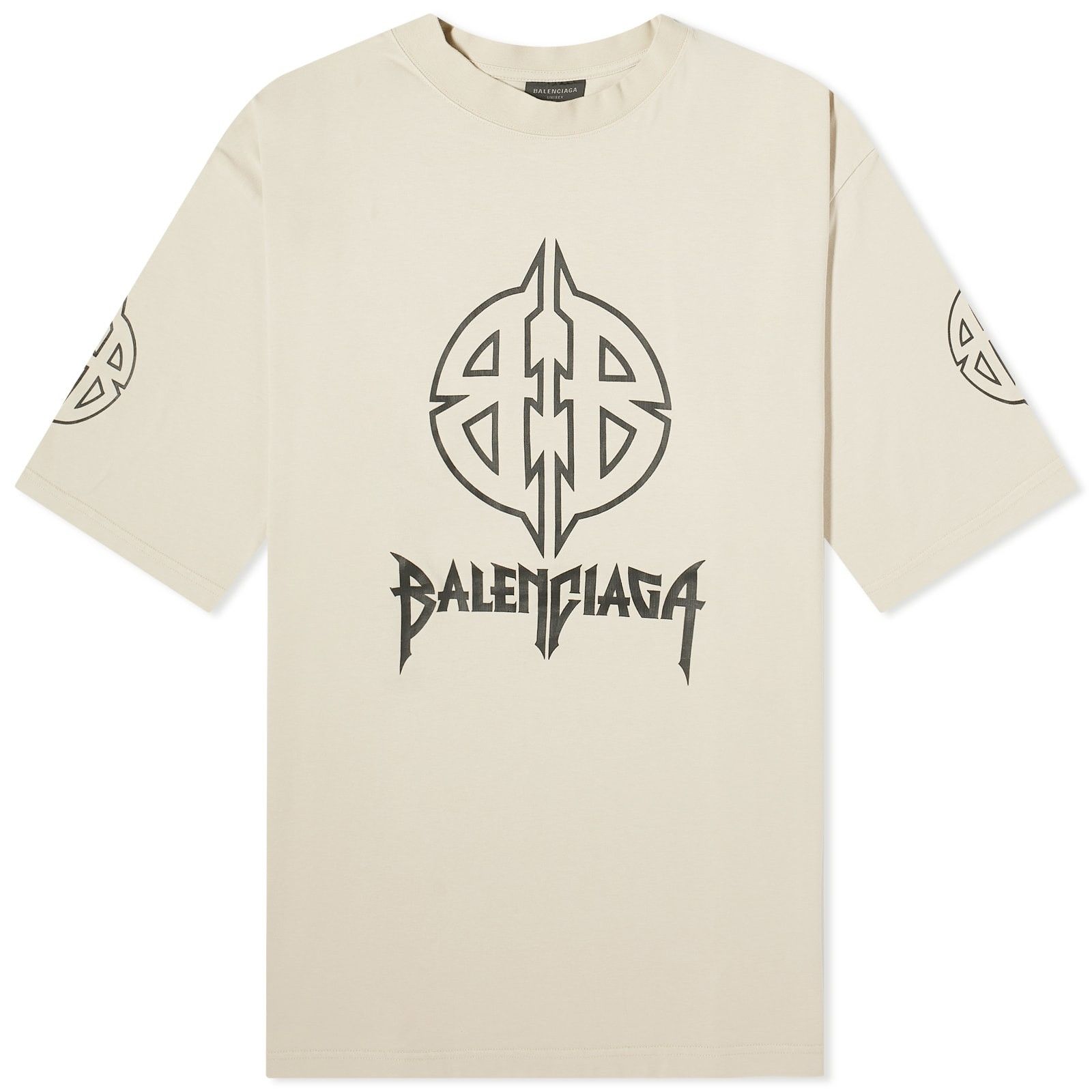 Balenciaga o1srvl11e0825 Metal BB Medium Fit T-Shirt in Beige Size US XL / EU 56 / 4 - 1 Thumbnail