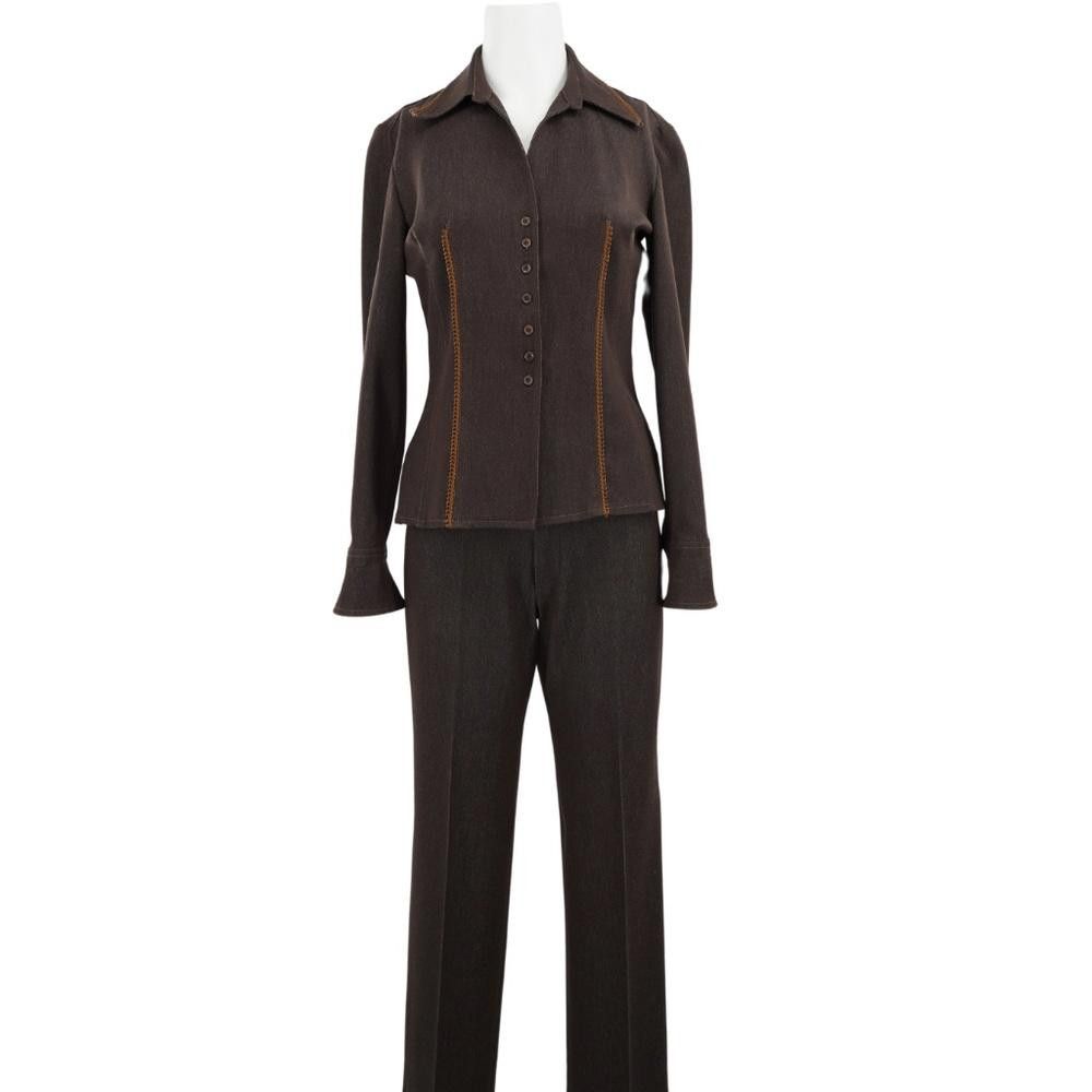 Designer Vintage Vertigo Paris Denim Pantsuit Set Size S Size 28" / US 6 / IT 42 - 1 Thumbnail