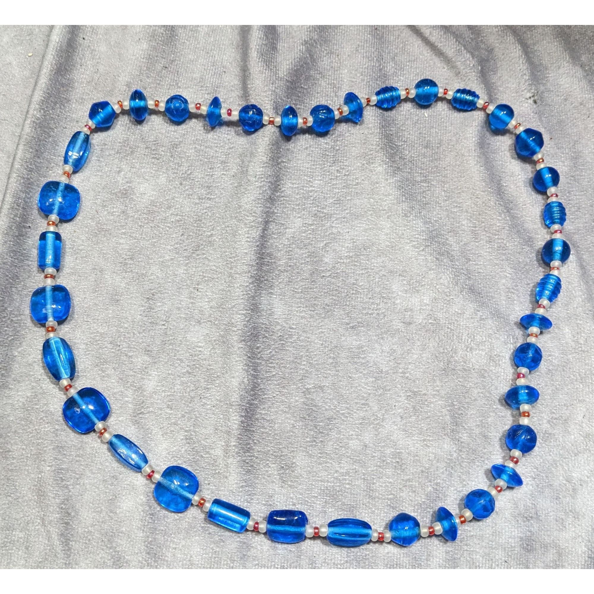 Other Vintage Handmade Blue Glass Beaded Necklace Size ONE SIZE - 5 Thumbnail