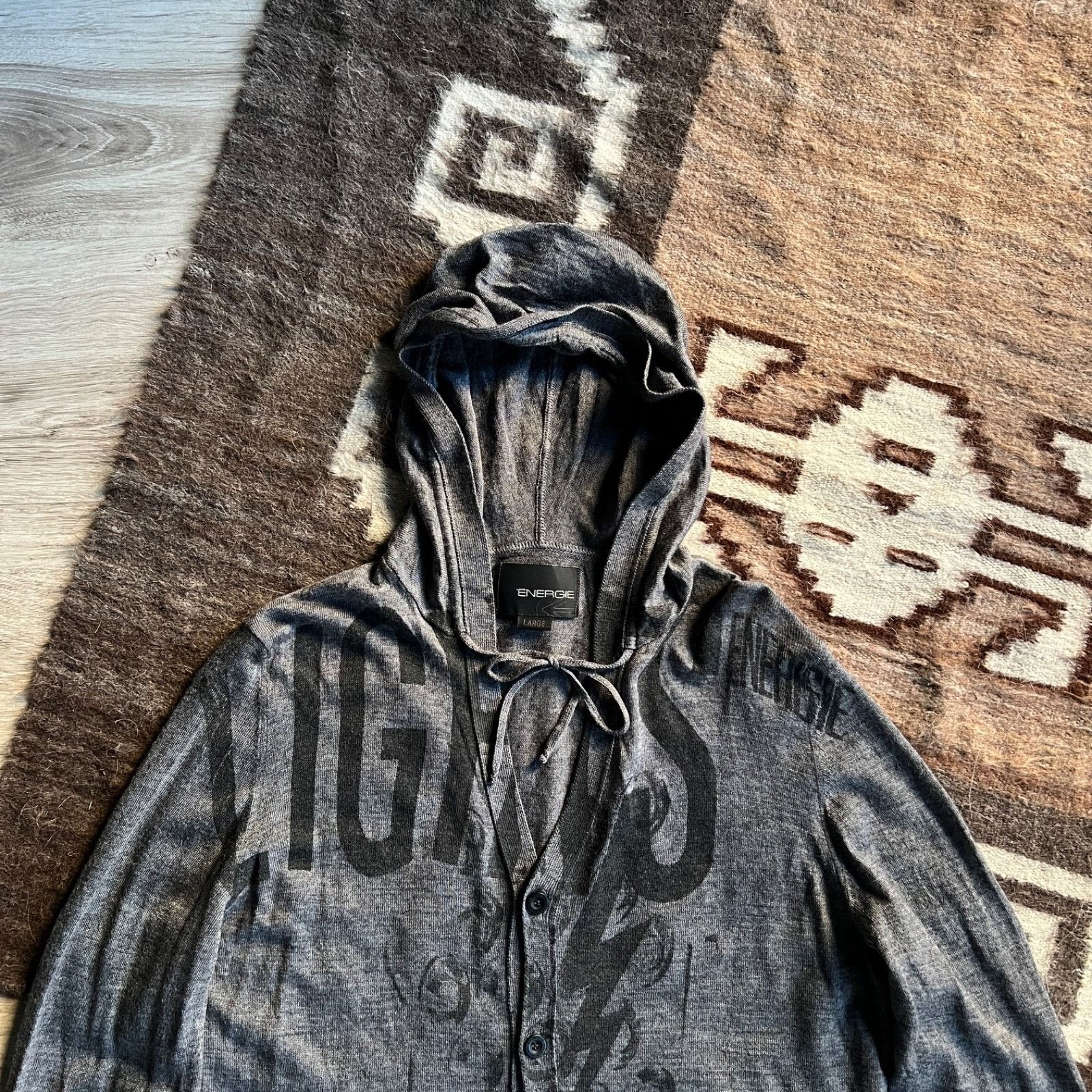 Energie Energie Y2K Vintage Graphic Cardigan Sweater Hoodie 9718AC Size US L / EU 52-54 / 3 - 2 Thumbnail