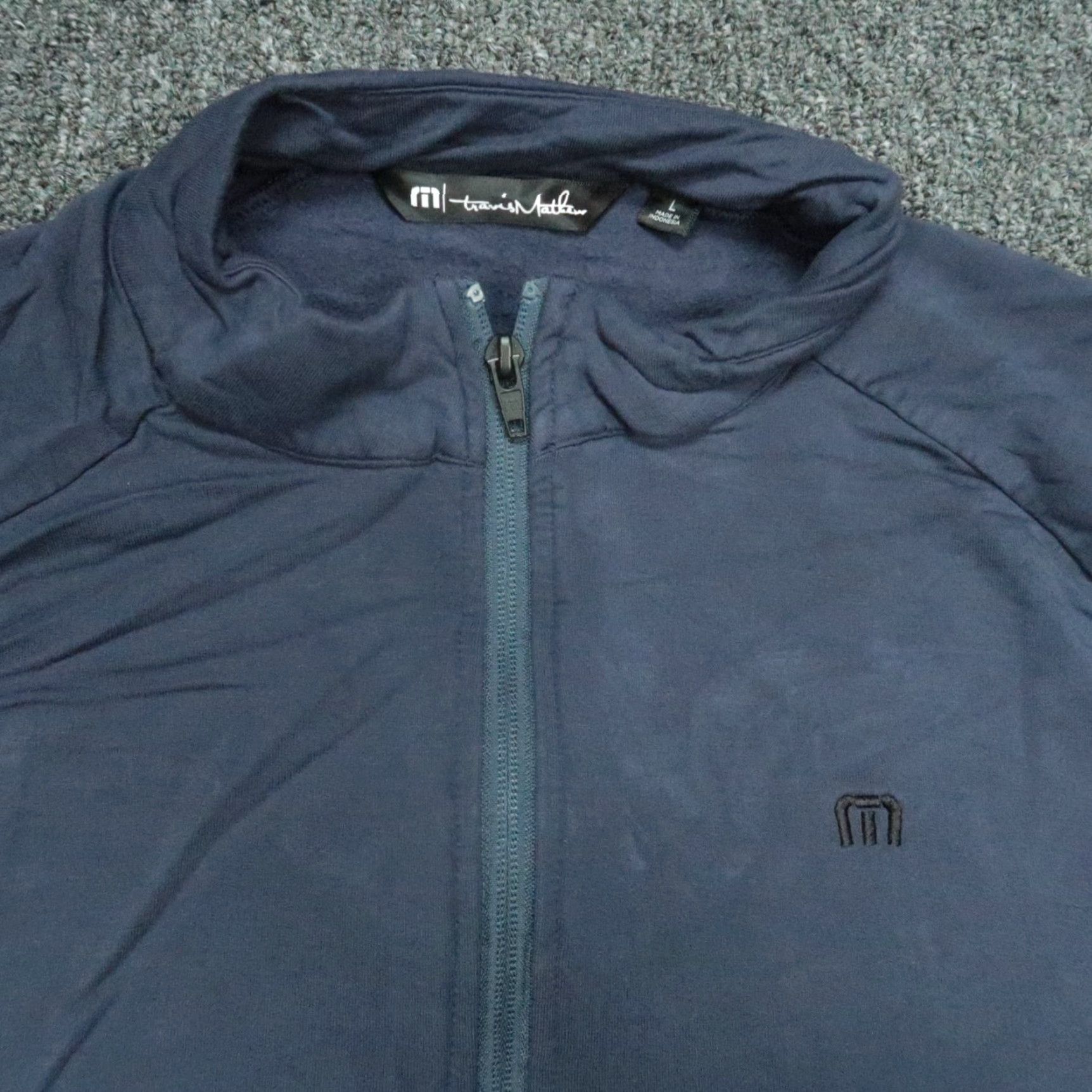 TravisMathew Travis Mathew Pullover Mens Large Blue Networking Quarter Zip Stretch Pockets Size US L / EU 52-54 / 3 - 2 Thumbnail