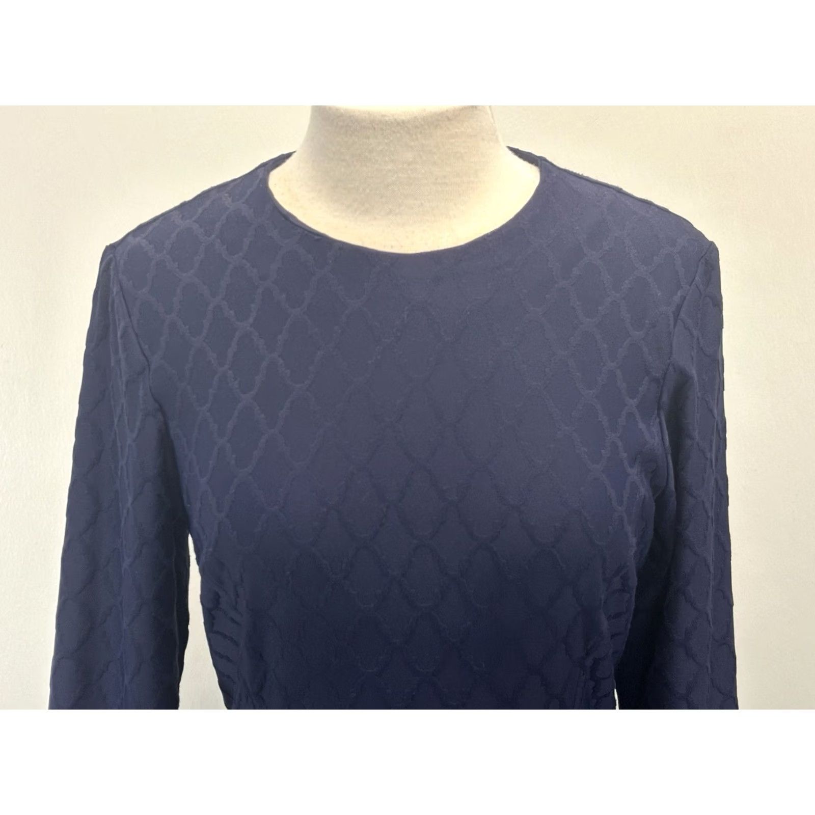 J.McLaughlin J. McLaughlin Dress Womens M Navy Blue Textured Catalina Cloth Pockets Career Dress Sheath Pockets Blue M Women's Vintage No Size M / US 6-8 / IT 42-44 - 5 Thumbnail