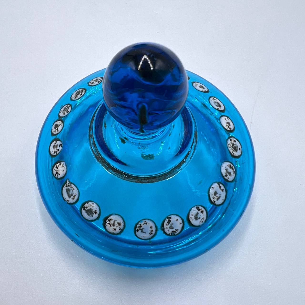 Other 1900 Antique Imperial Turquoise Glas Candy Jar Trinket Box Size ONE SIZE - 7 Thumbnail
