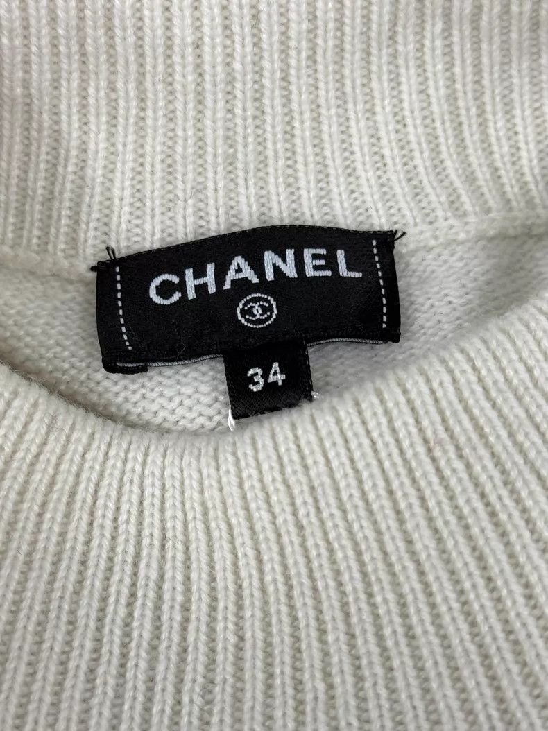 Chanel Chanel Black and white color block large logo knitted stri Size XXS / US 00 / IT 34 - 4 Thumbnail