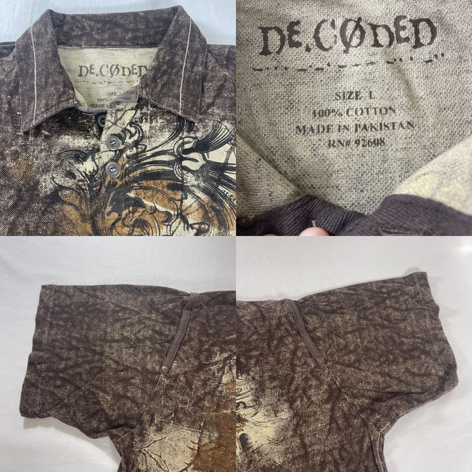Vintage Decoded Polo Shirt Mens L Polo Brown Horse Warrior AOP Size US L / EU 52-54 / 3 - 8 Thumbnail