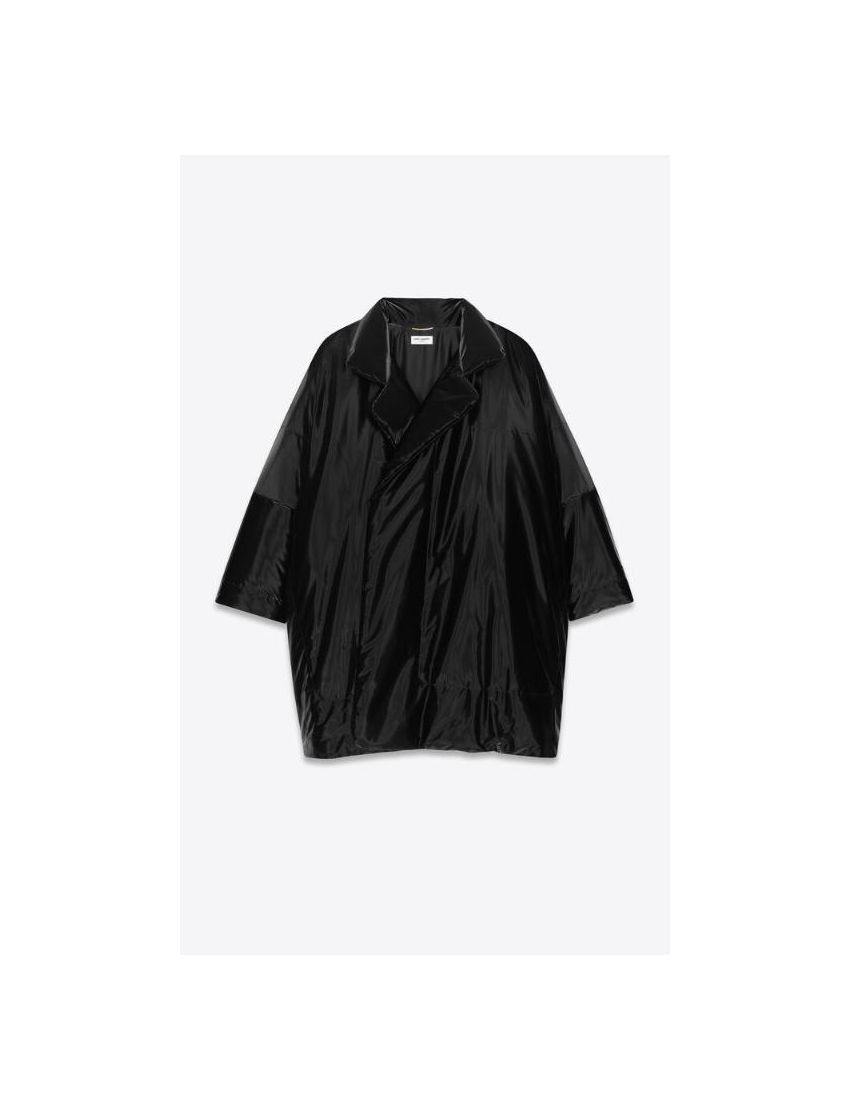 Saint Laurent Paris o1bcso1str0125 Lacquered Effect Oversized Jacket in Black Size M / US 6-8 / IT 42-44 - 1 Thumbnail