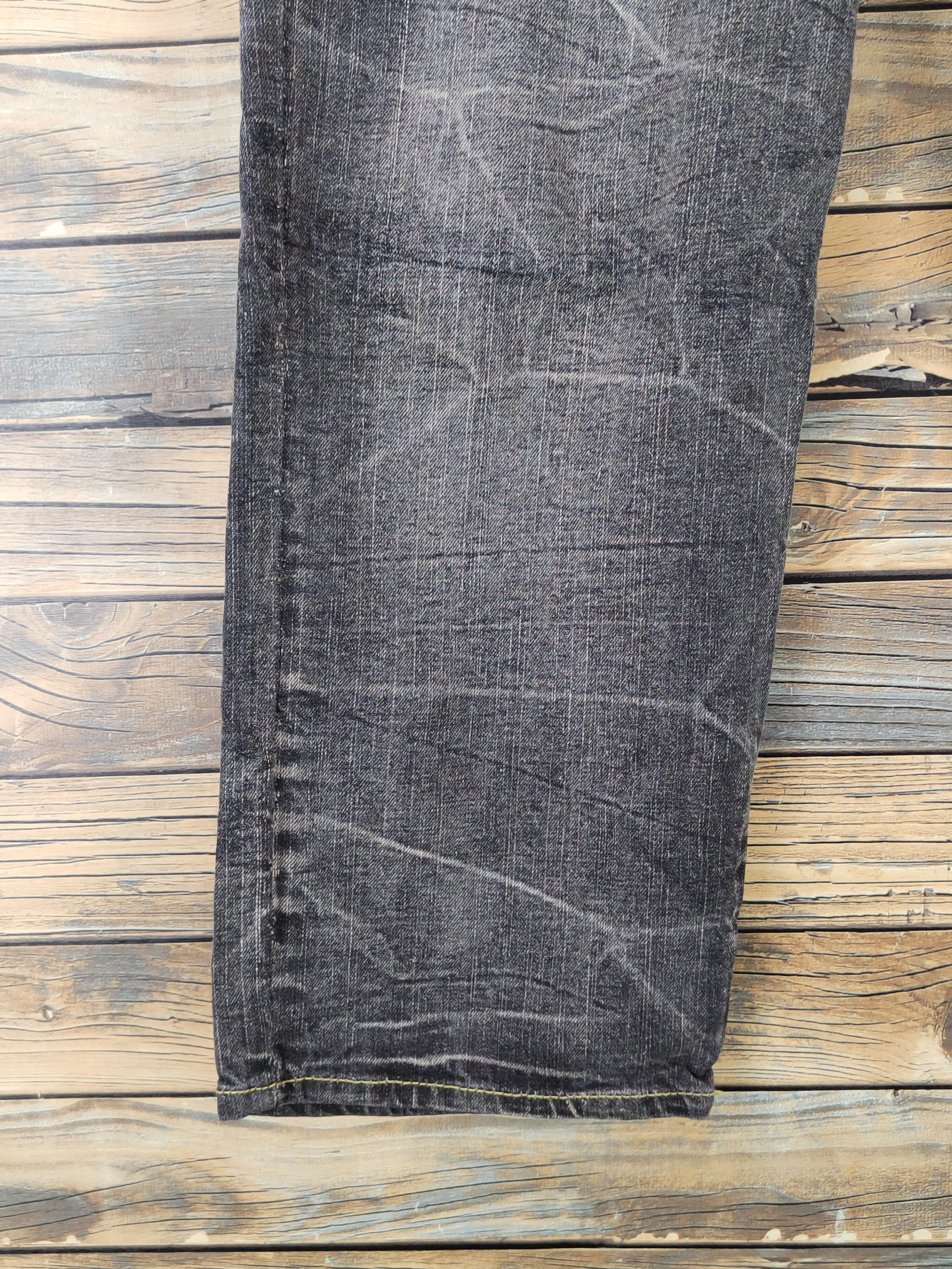 Japanese Brand Original Black Faded Distressed Short Jeans #W1833 Size US 31 - 4 Thumbnail