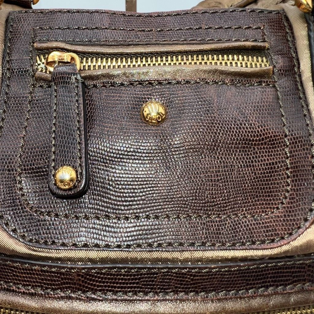 Tod's Tod’s Luna Large Handbag in Nylon and Leather Bronze with Green bottom Size ONE SIZE - 4 Thumbnail