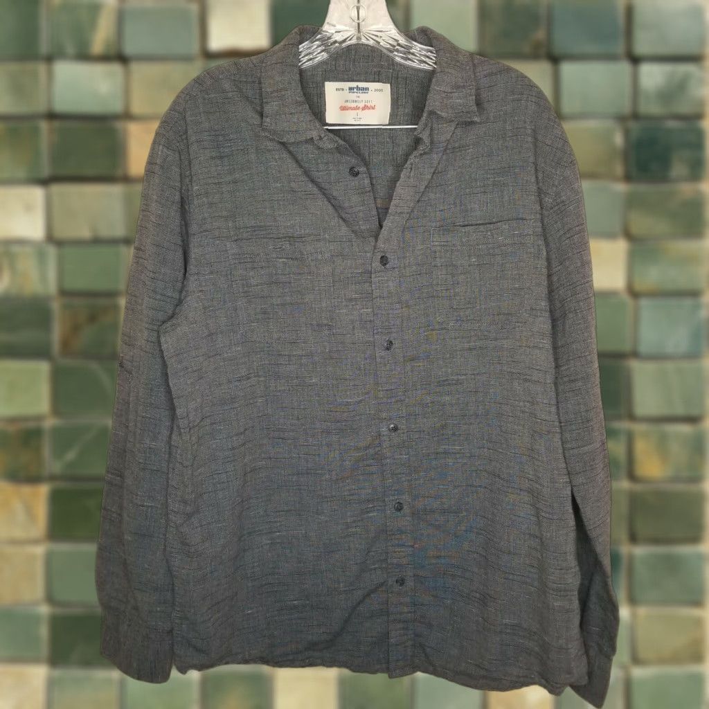 Vintage URBAN PIPELINE Long Sleeve Button-Up Shirt Adult Large Gray Mens Size US L / EU 52-54 / 3 - 1 Thumbnail