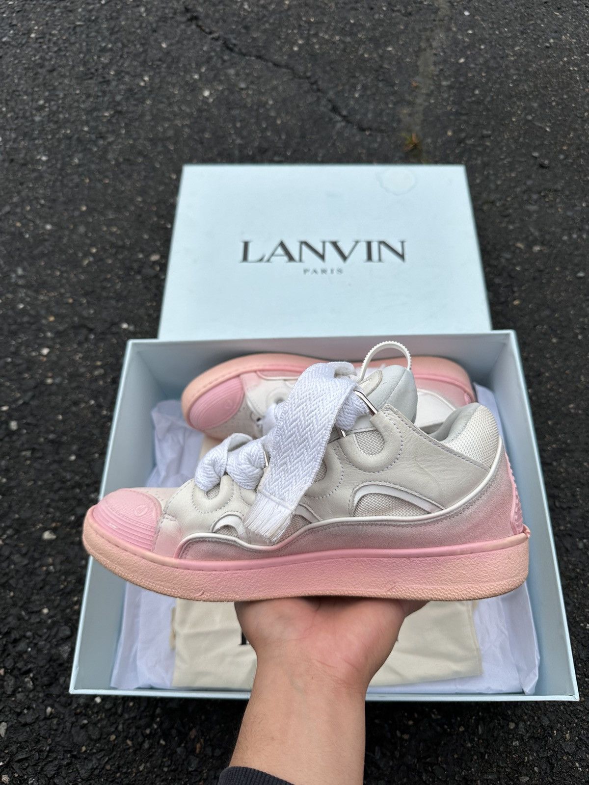 Lanvin Lanvin Curb Sneaker White/Pink Size US 9 / EU 42 - 3 Thumbnail
