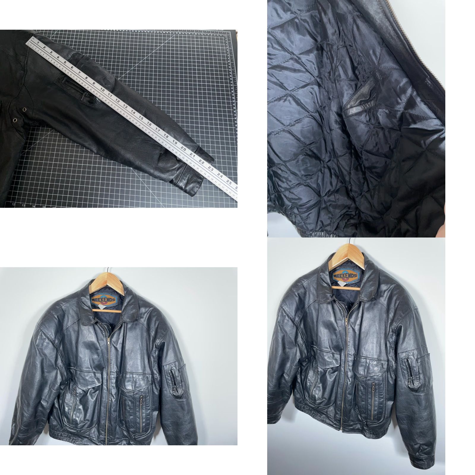 Vintage Vintage Weekends Leather Jacket Men XL Black Quilted Lined Insulated Zip Up Size US L / EU 52-54 / 3 - 8 Thumbnail