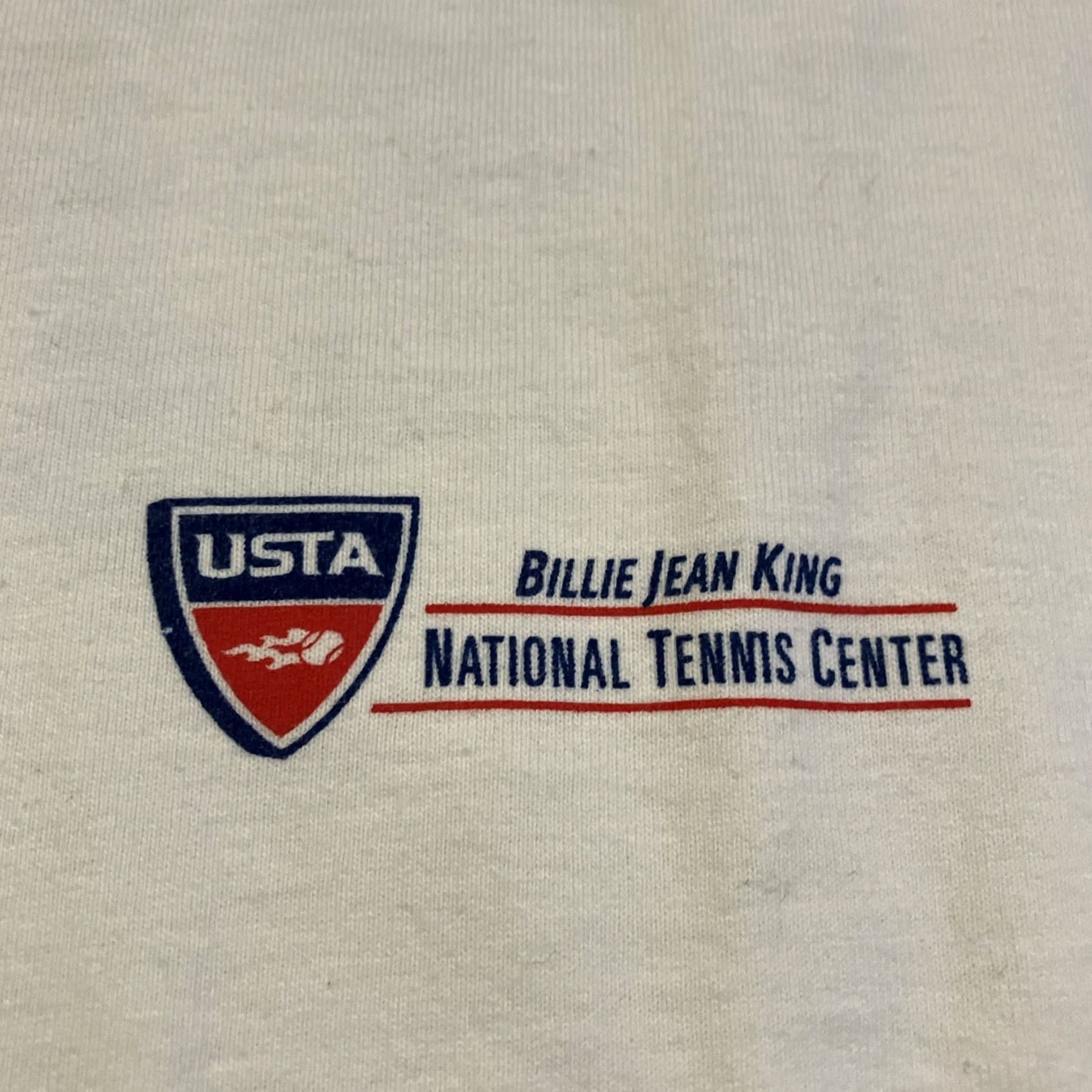Fruit Of The Loom VINTAGE USTA Billie Jean King Tennis Center I Played At US Open T Shirt L White Mens Size US L / EU 52-54 / 3 - 2 Thumbnail