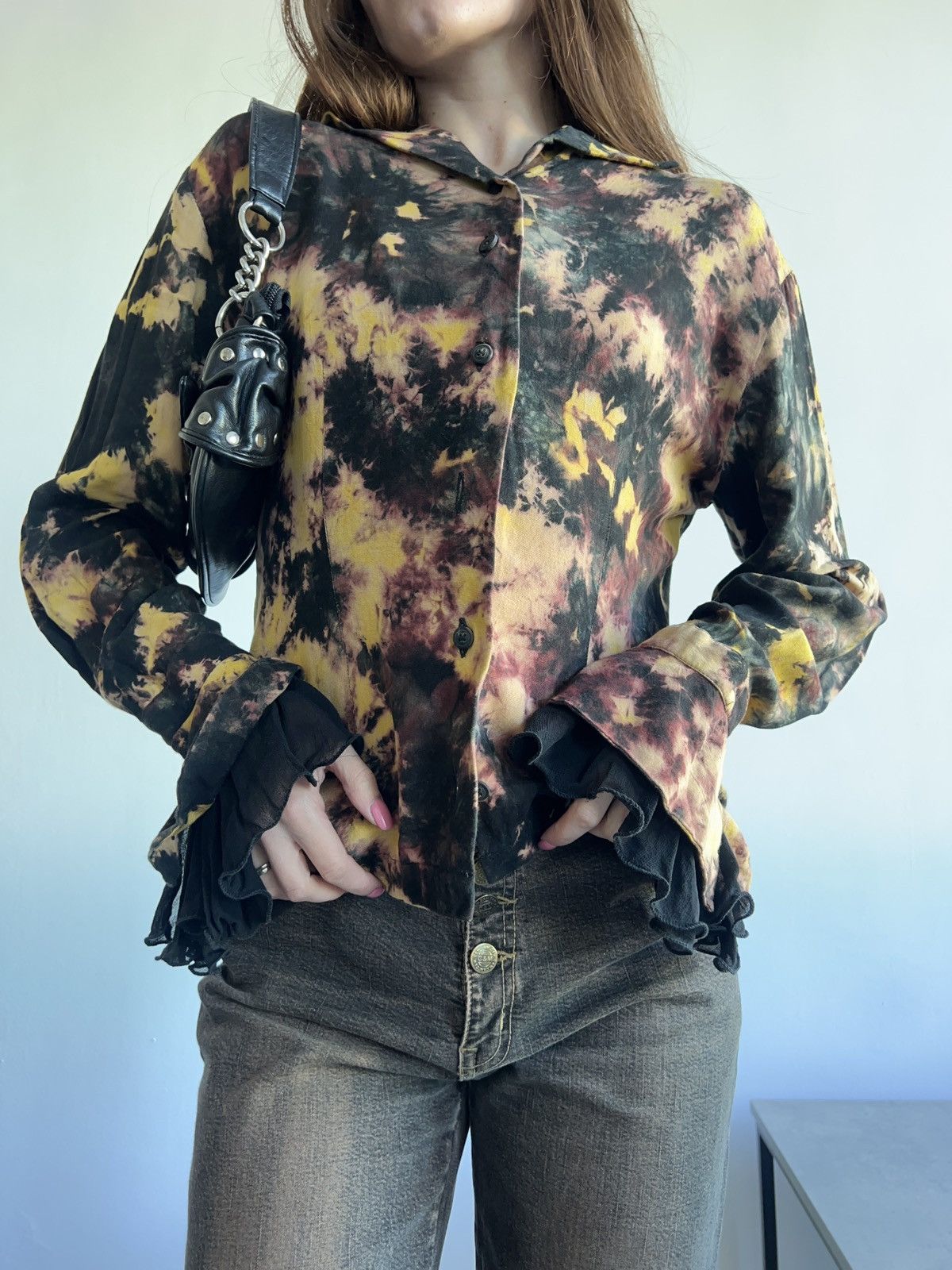 Vintage Tie dye Blouse Vintage Gorgeous Mesh Y2K 00s Size S / US 4 / IT 40 - 2 Thumbnail
