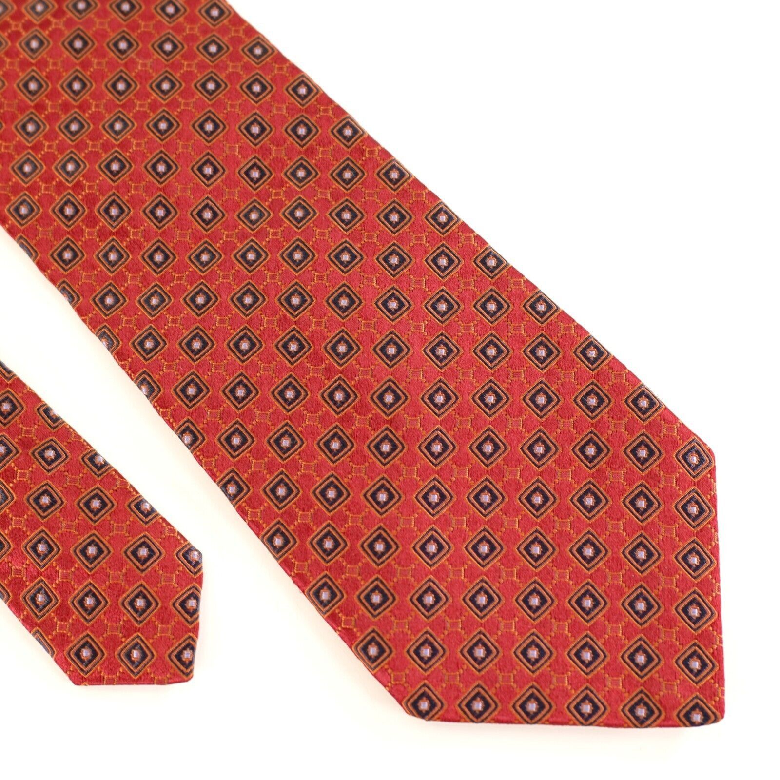 Ike Behar Ike Behar New York Red Black Geometric Woven Wide Silk Tie Size ONE SIZE - 1 Thumbnail