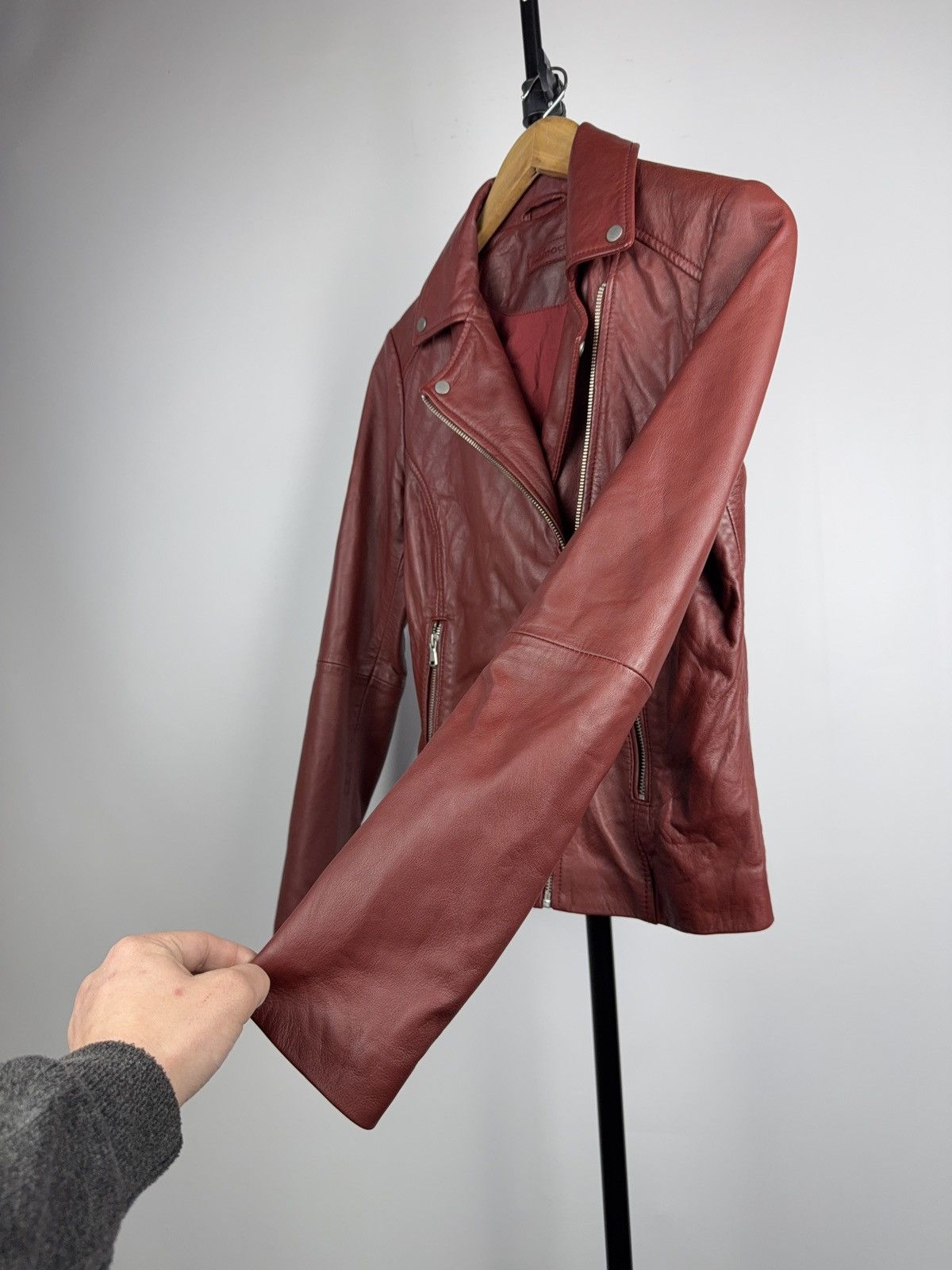 Genuine Leather Avant Garde 00s Red Leather Biker Moto Punk Rock Jacket Size S / US 4 / IT 40 - 7 Thumbnail