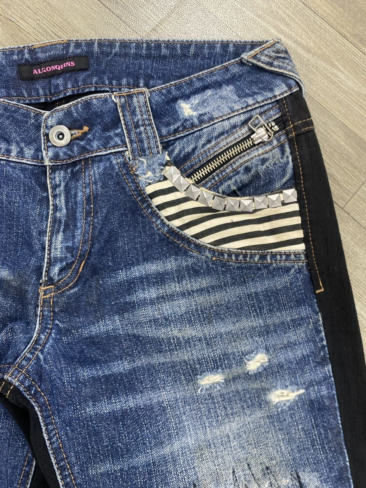 Japanese Brand 🇯🇵2000s Algonquins Distressed Punk Lgb Style Y2K Flared Jeans Size US 28 / EU 44 - 8 Thumbnail