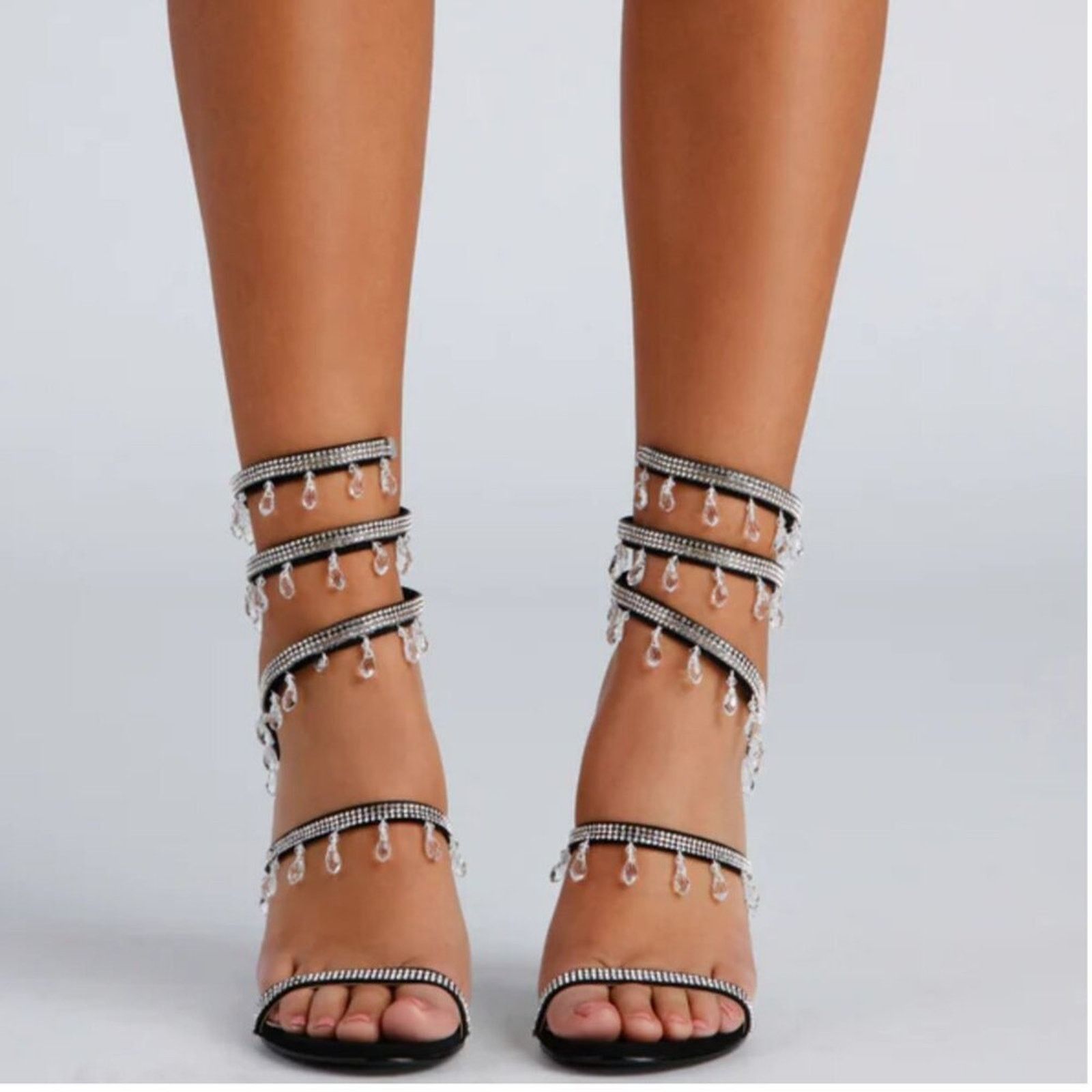 Other NWT Windsor A Thing Of Beauty Spiral Crystal Heels in Black Size US 8 / IT 38 - 2 Thumbnail