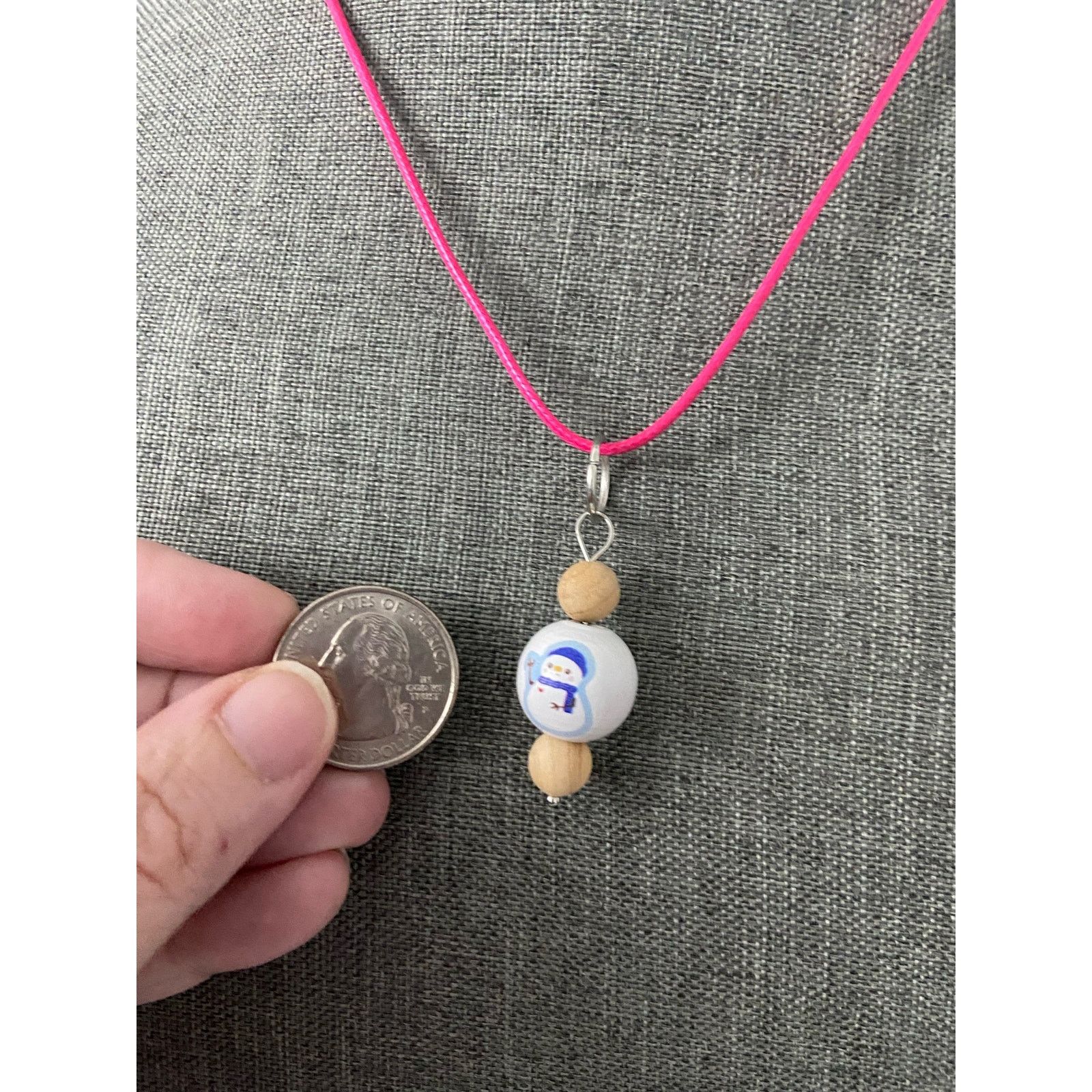 Handmade snowman pendant necklace Size ONE SIZE - 2 Thumbnail