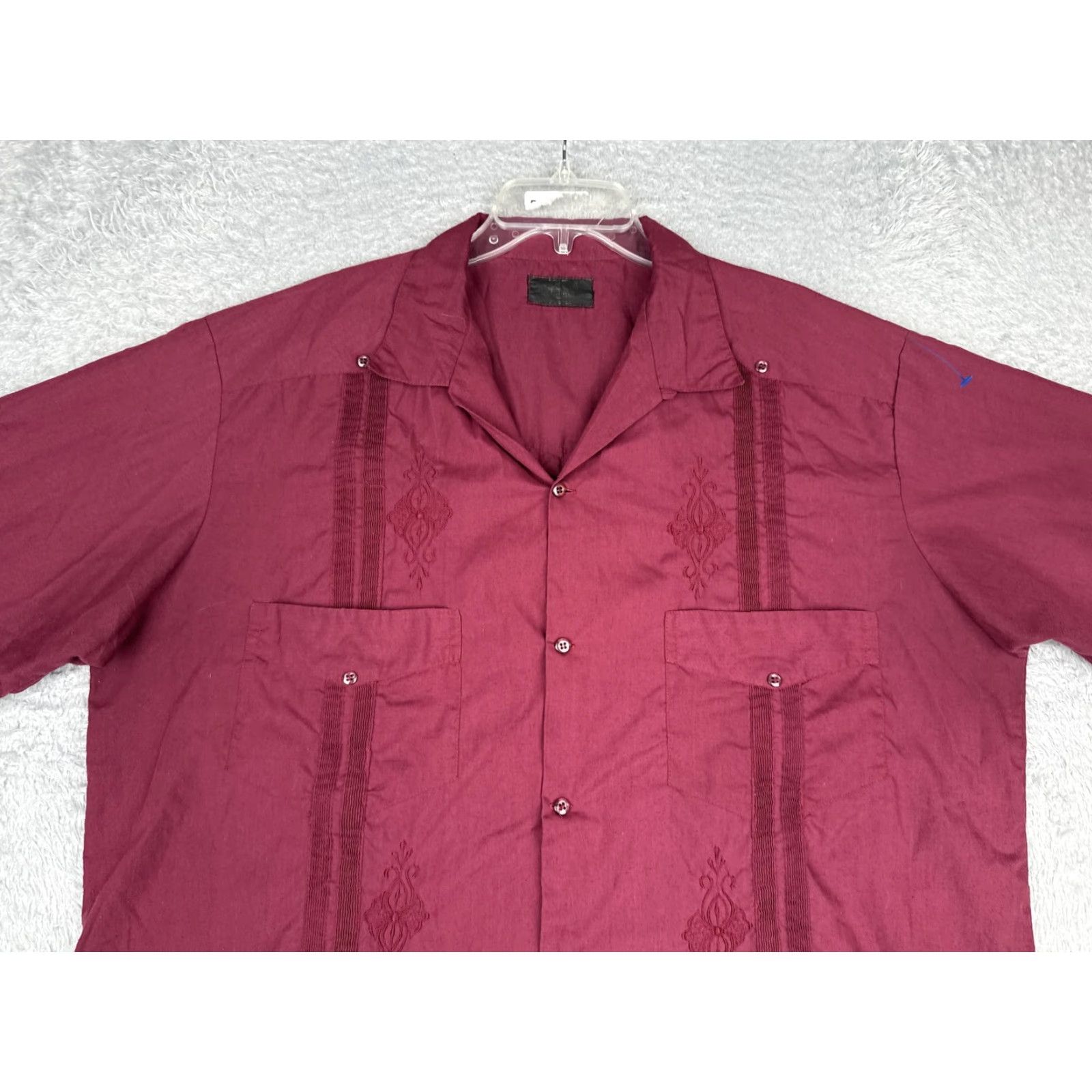 Vintage Guayabera Shirt Mens XL Red Short Sleeve Button Up Embroidered Pockets Casual Size US XL / EU 56 / 4 - 4 Thumbnail