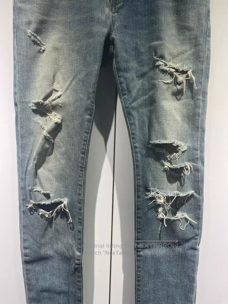 Saint Laurent Paris Saint Laurent Paris Blue Big Destroyed Denim Jeans Size US 32 / EU 48 - 3 Thumbnail