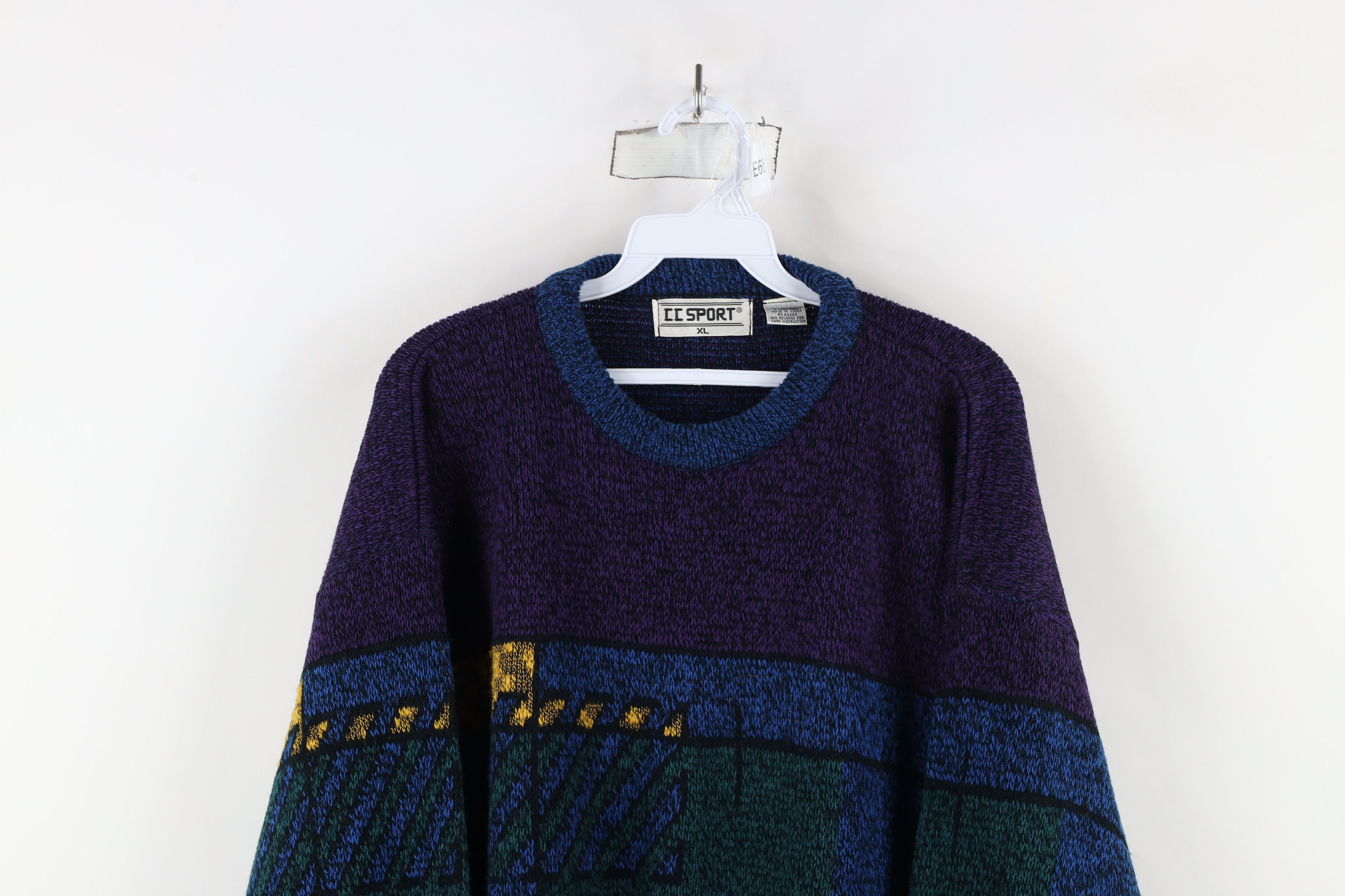 Vintage Vintage 90s Coogi Style Rainbow Geometric Knit Sweater Size US XL / EU 56 / 4 - 2 Thumbnail