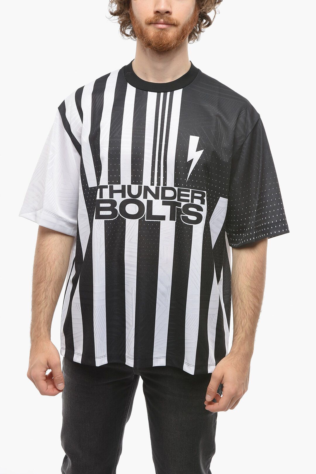 og1mm0823 Crewneck Line T-Shirt in Black White