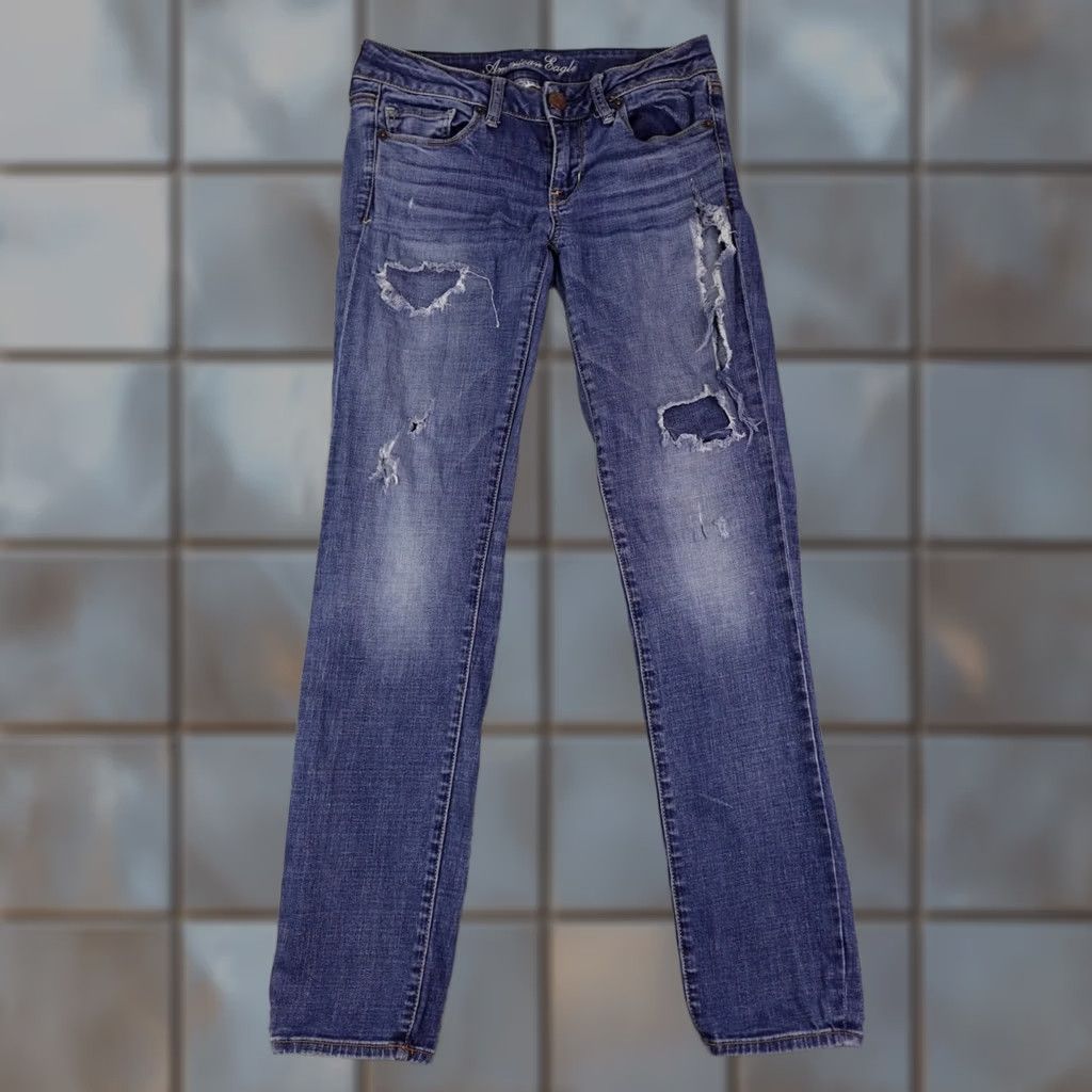 American Eagle Outfitters American Eagle Jeans Womens Skinny Stretch Blue Denim Low Rise Size 4 Size 27" / US 4 / IT 40 - 1 Thumbnail
