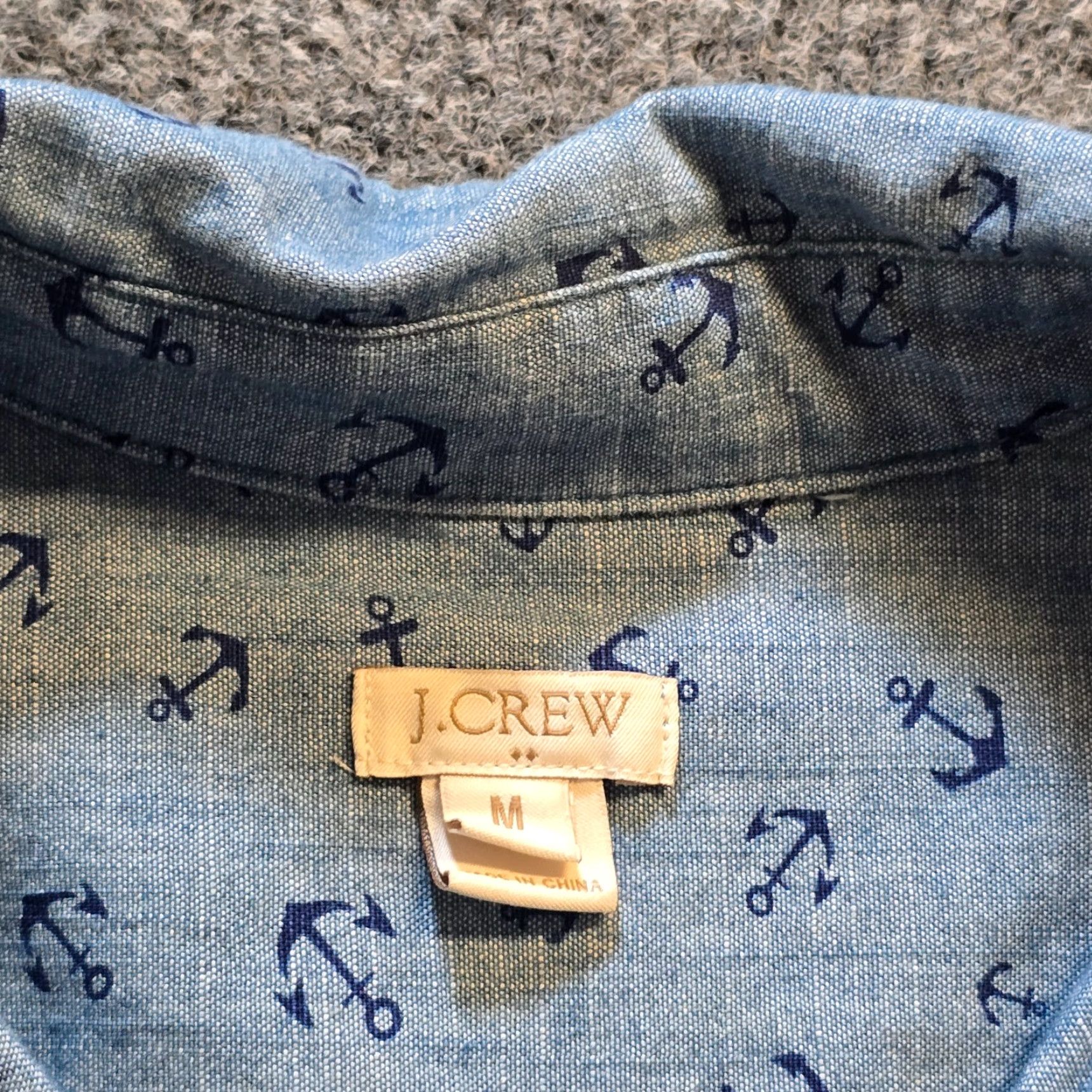 J.Crew J Crew Top Womens Size Medium Blue Denim Anchors Nautical Popover Preppy Casual Size M / US 6-8 / IT 42-44 - 4 Thumbnail